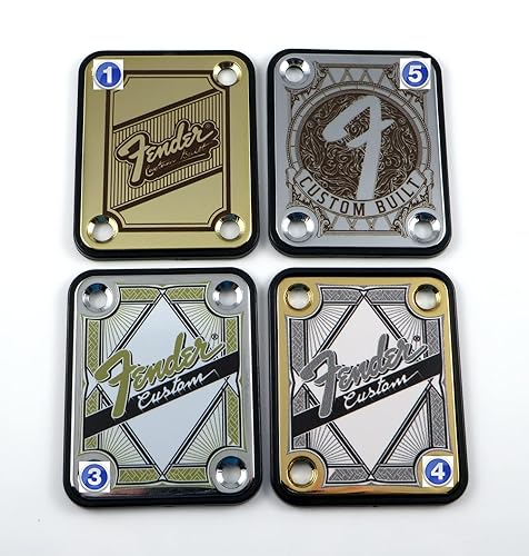 LazrArt Custom Engraved or Printed Guitar Neck Plate - 4 Bolt Design, Silver/Gold/Black - Model Laz-5579