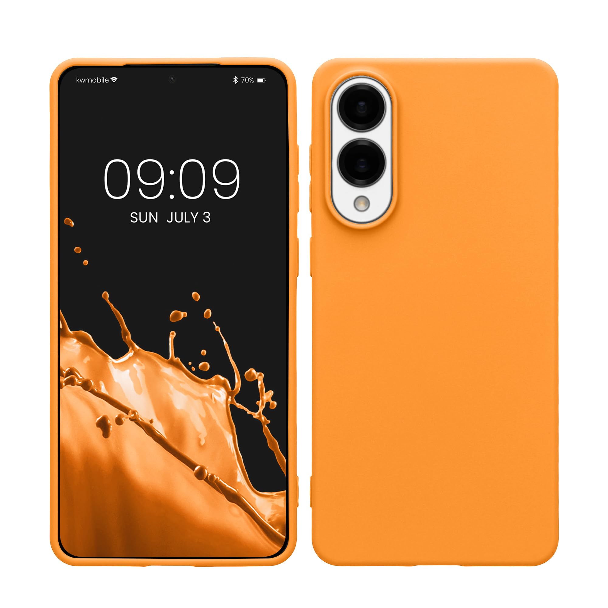 kwmobile Case Compatible with Samsung Galaxy S25 Edge Case - Soft Slim Protective TPU Silicone Cover - Fruity Orange