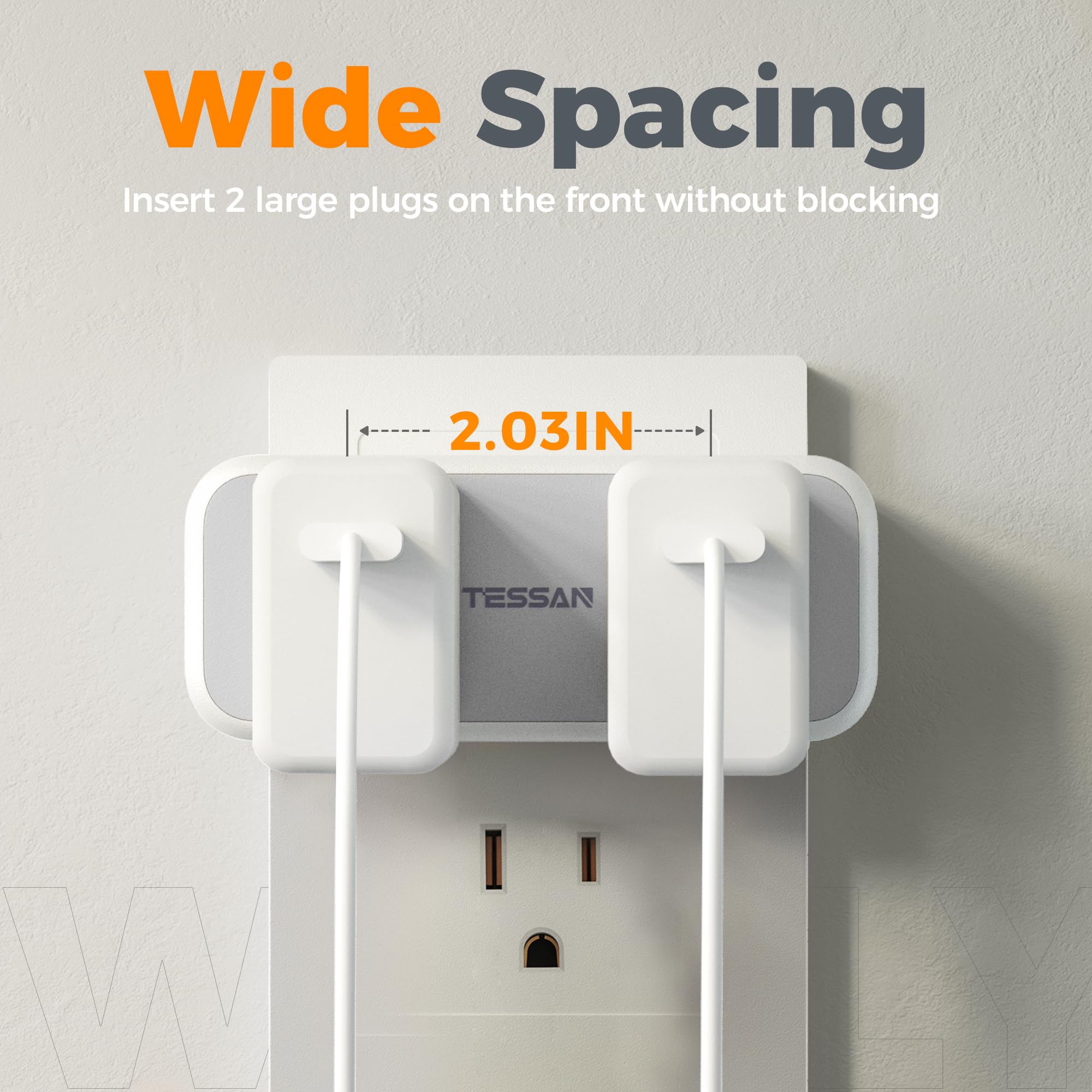 Surge Protector Outlet Extender, Tessan Multi Plug Splitter With 4 Electrical Outlets 3 Usb Ports(1 Usb C), Multiple Plug Mini W