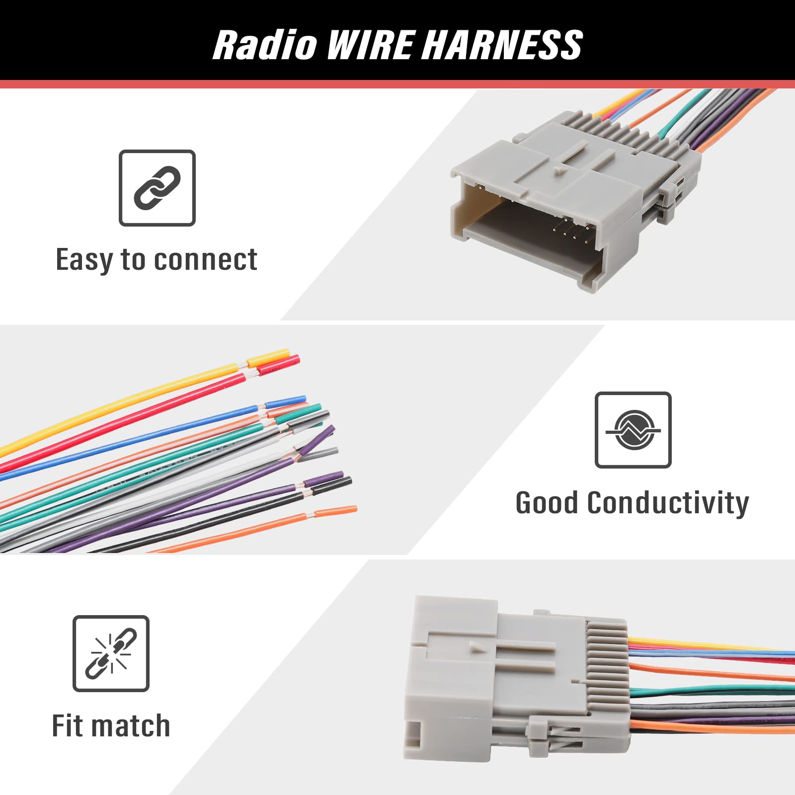 Red Wolf Replacement For 2000 2012 Buick Chevrolet Silverado Gmc Tahoe, Suburban Stereo Antenna Adapter W/Radio Wiring Harness C