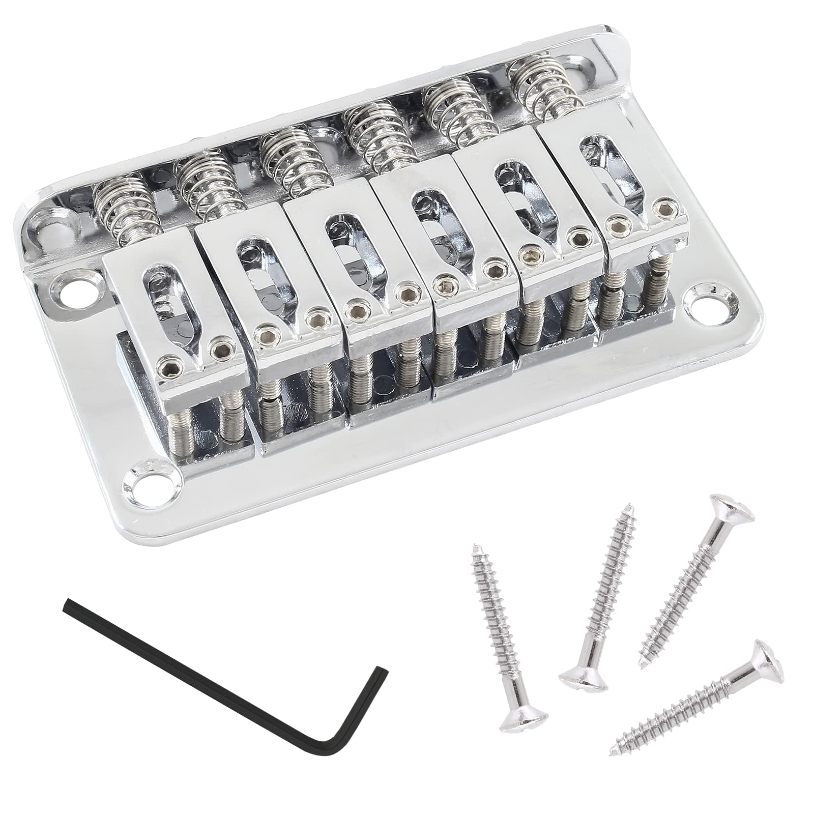 Harskiyersilver Adjustable 6 String Guitar Bridge, Metal Fixed Top Load Guitar Tailpiece Guitar Fixed Bridge Hardtail Saddle Bri