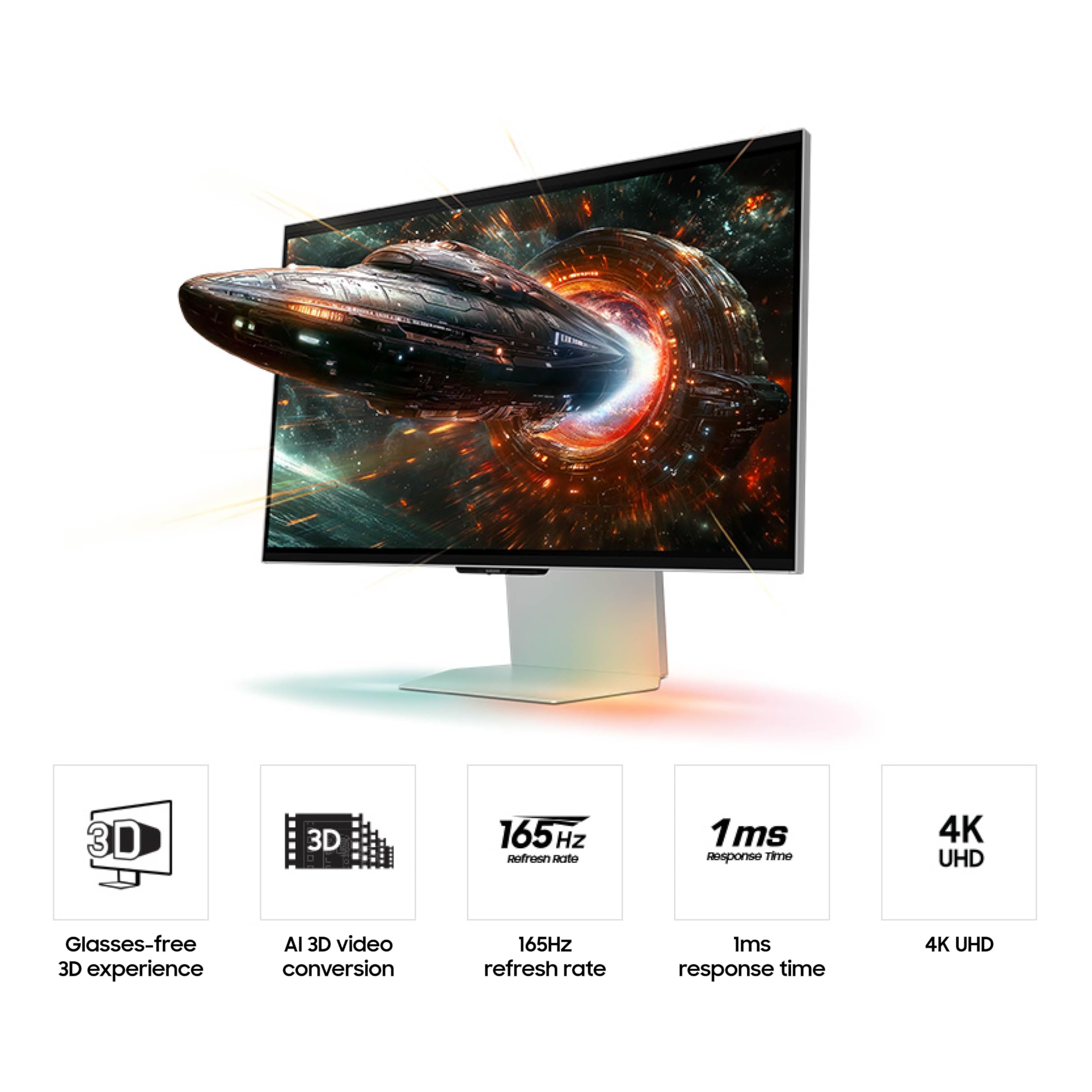 Samsung 27-Inch Odyssey 3D G90Xf, 4K, 165Hz, Gaming Monitor, 1Ms Response Time, Amd Freesync Premium, Ergonomic Stand, Ls27Fg900