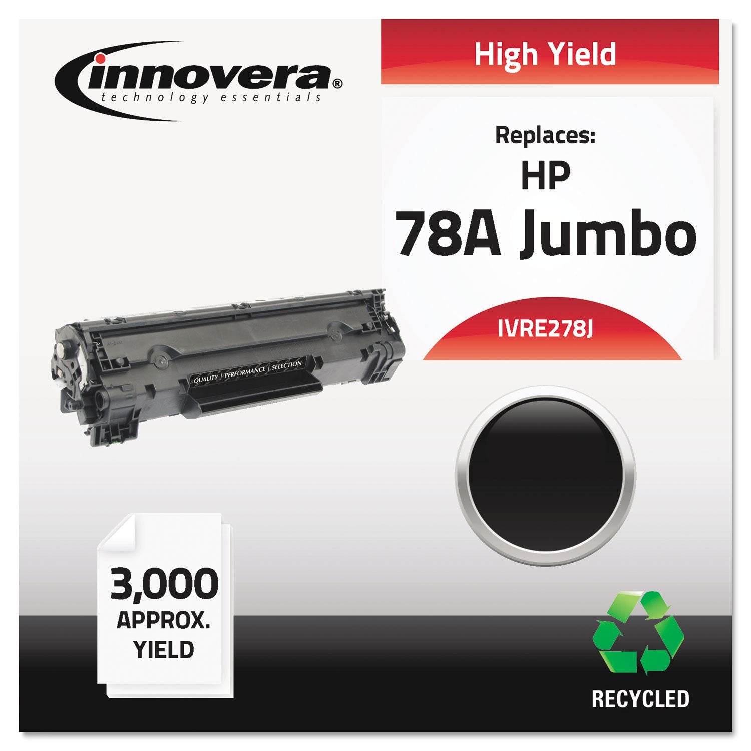 Innovera E278J Remanufactured Ce278A(J) (78A) Laser Toner, 3100 Yield, Black