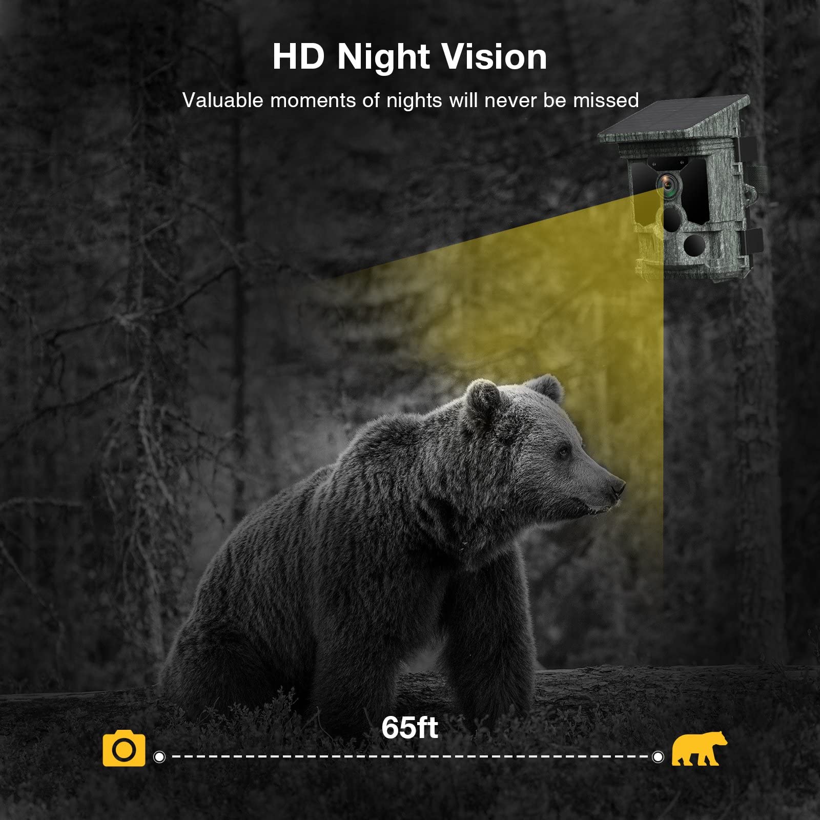 Qwaa Solar Trail Camera 36Mp 4K 30Fps, Bluetooth Wifi Trail Camera 0.1S Trigger Time With 120 Detection Angle Night Vision Motio