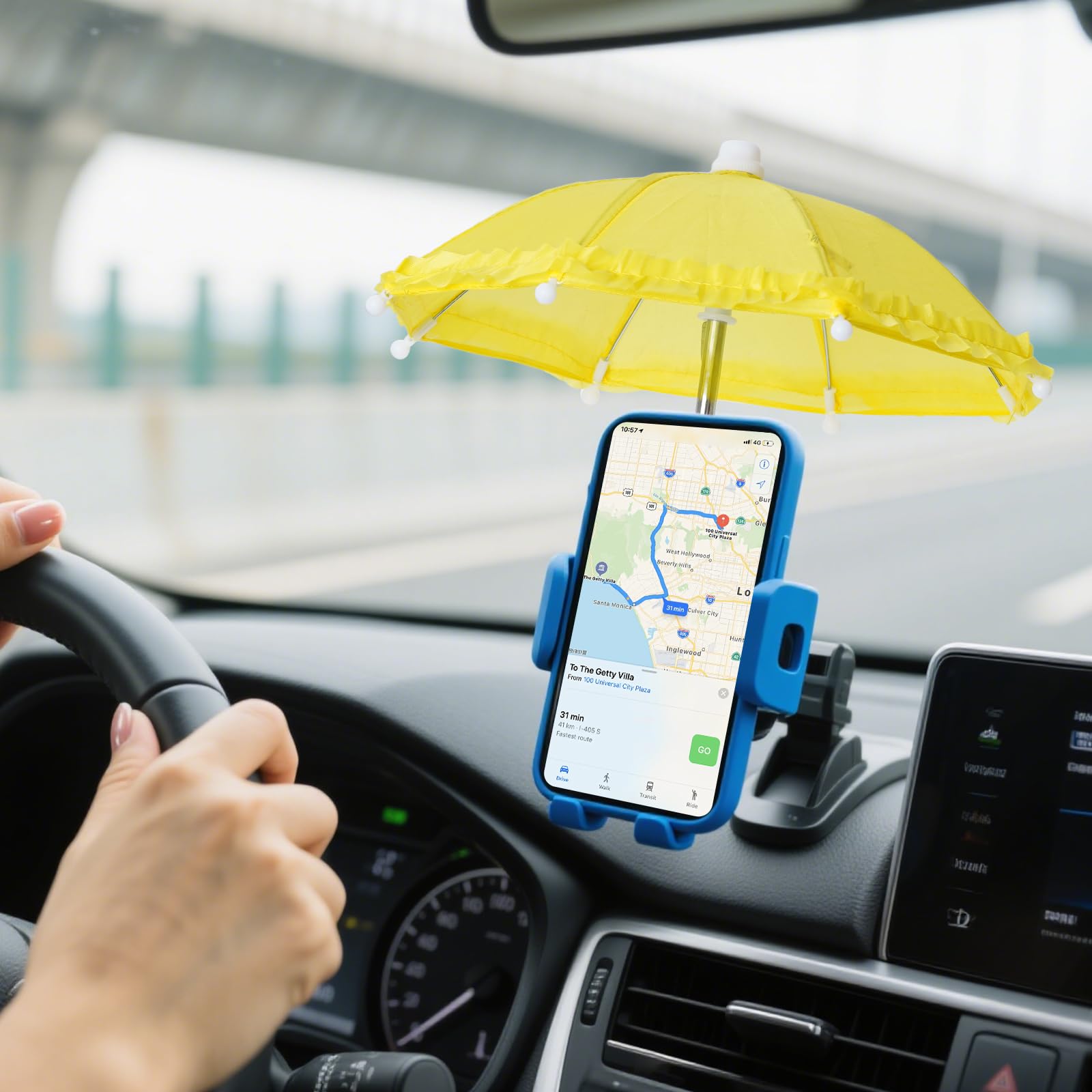 Yymbot Yellow Phone Umbrella For Sun, Universal Cell Phone Umbrella Piggy Suction Cup Phone Stand, Cover Sun Shield, Adjustable,