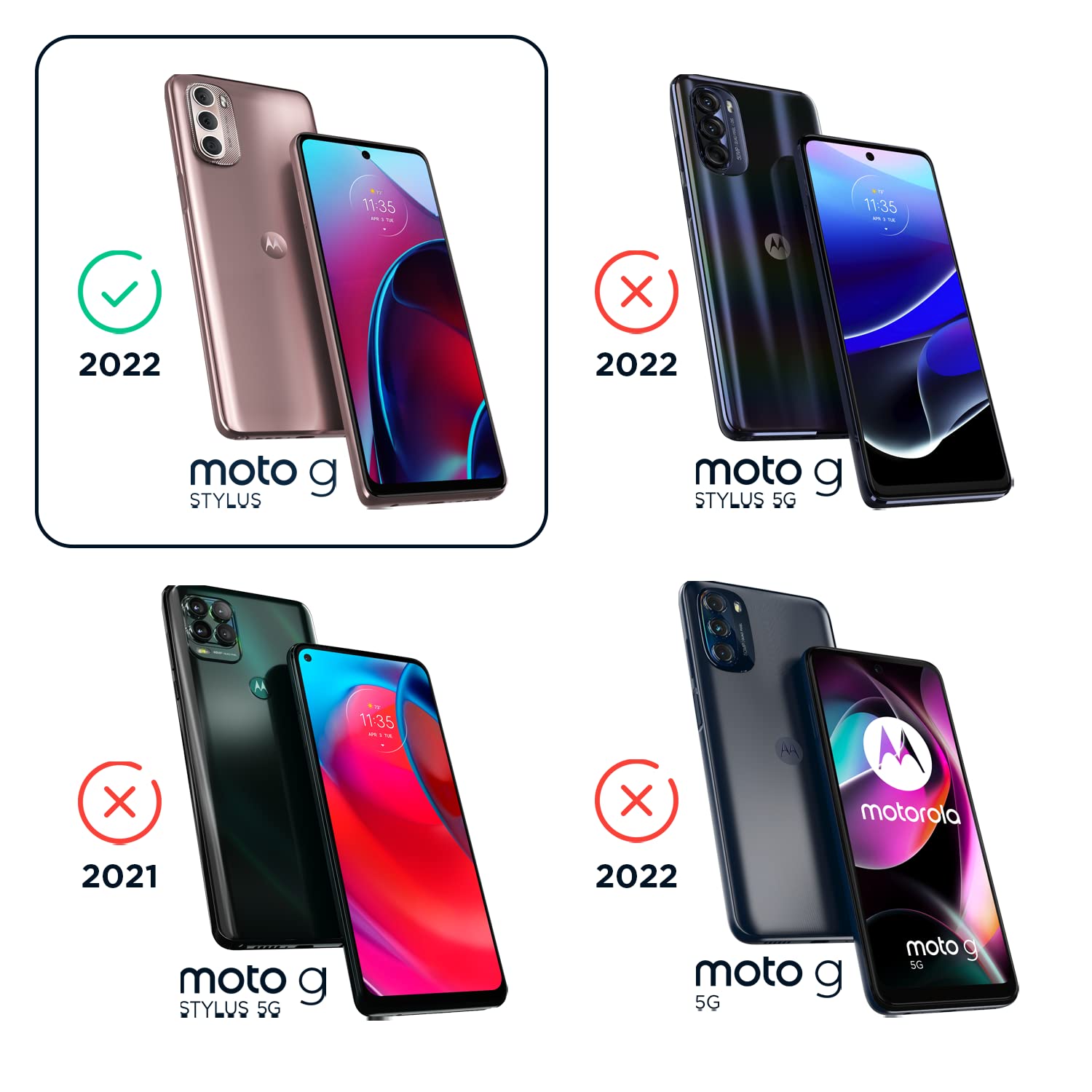 Motorola Moto G Stylus (2022) Protective Case  Precision Fit, Stylish Shock Absorbing Phone Cases   Black [Not For 2022 G Stylus