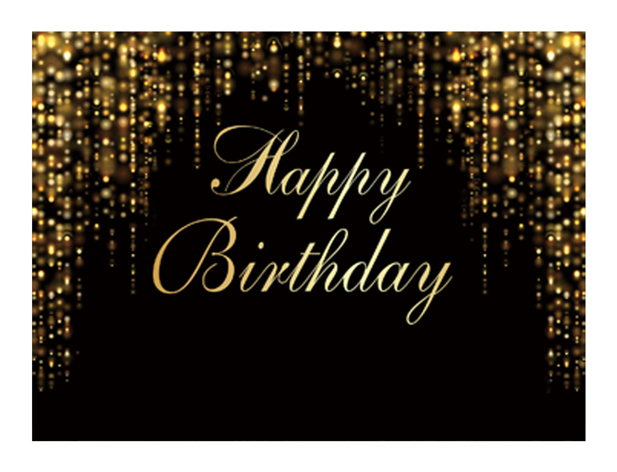 Funnytree 96'' X 72'' Happy Birthday Party Backdrop Black And Gold Glitter Bokeh Sequin Spots Photography Background Golden Spar