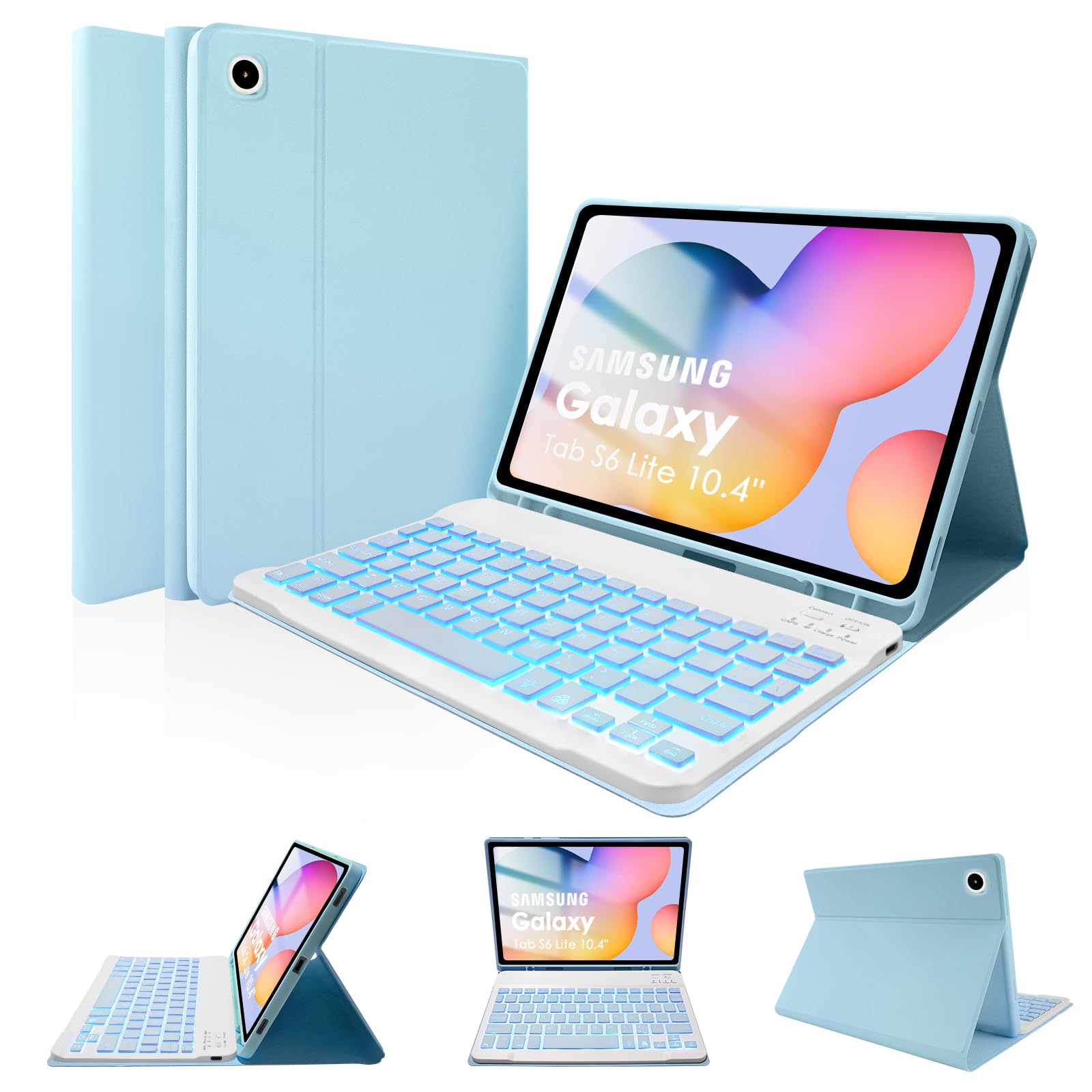 Lama Backlit Keyboard Case For Samsung Galaxy S6 Lite 10.4'' Case With Keyboard, Detachable Keyboard Case With S Pen Holder For