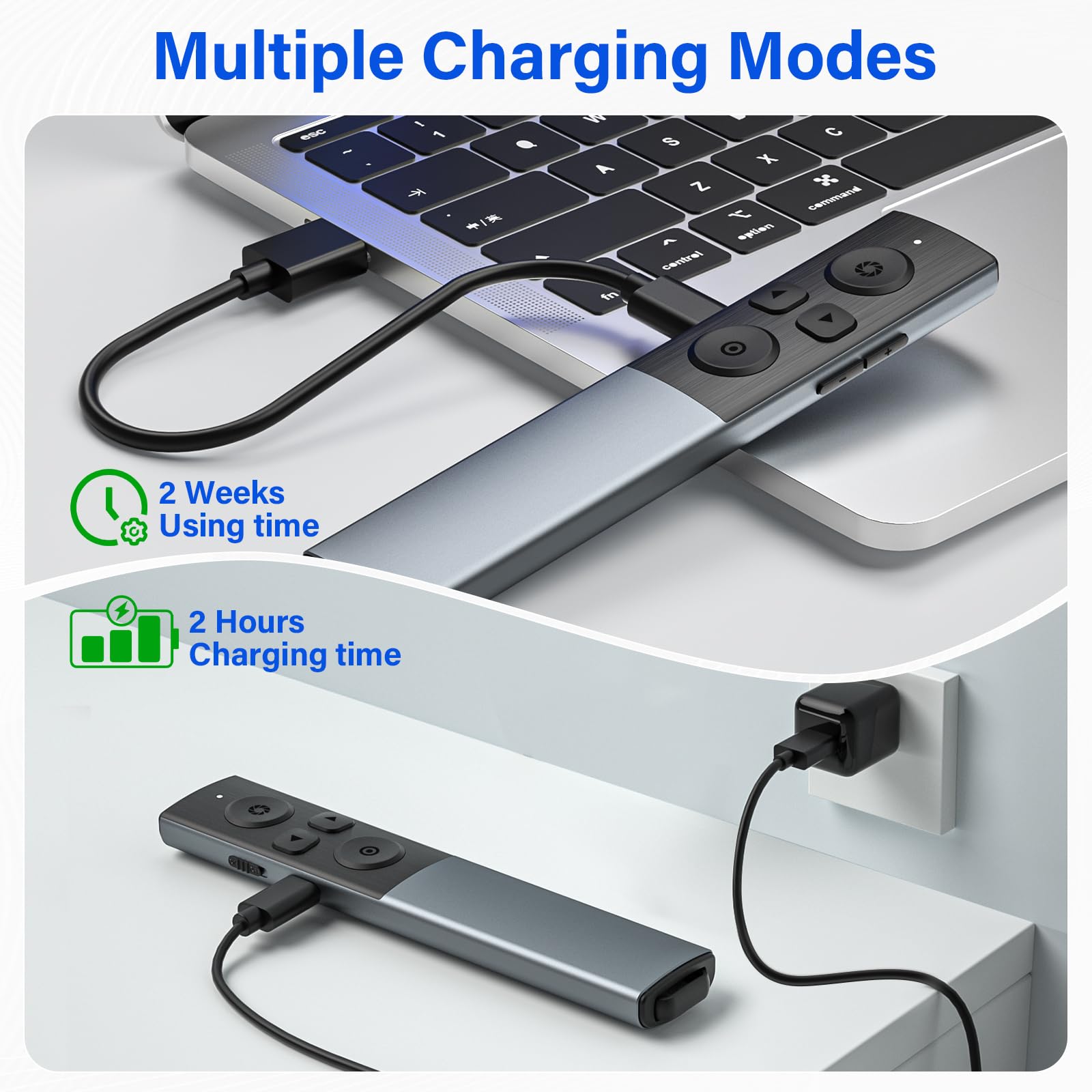 2 In 1 Usb Type C Presentation Clicker Wireless Presenter Remote Clicker, Rechargeable Clicker For Powerpoint Presentations, Goo