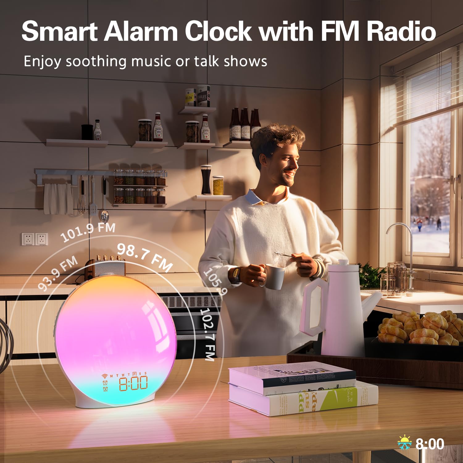 Momilla Sunrise Alarm Clock, Smart Wake Up Light Compatible With Alexa, Dual Alarms With Fm Radio, Snooze Function For Heavy Sle