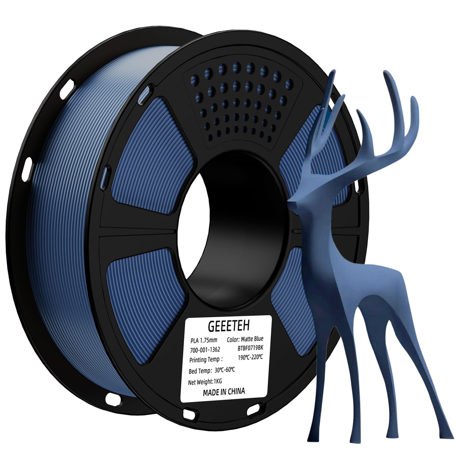 GEEETECH Matte PLA Filament 1.75mm Blue, 3D Printer Filament Dimensional Accuracy +/- 0.02mm, No Clogging, Higher Toughness, 1kg