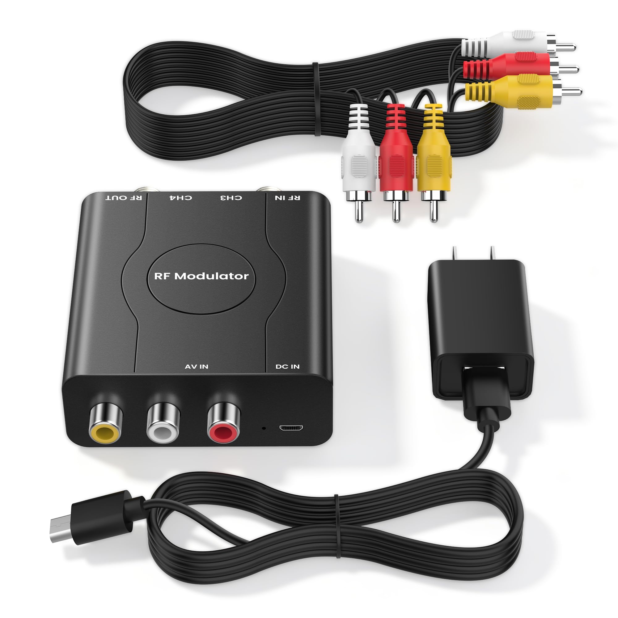 RF Modulator for TV, RCA to RF Coaxial Adapter with 3.3ft RCA Cable