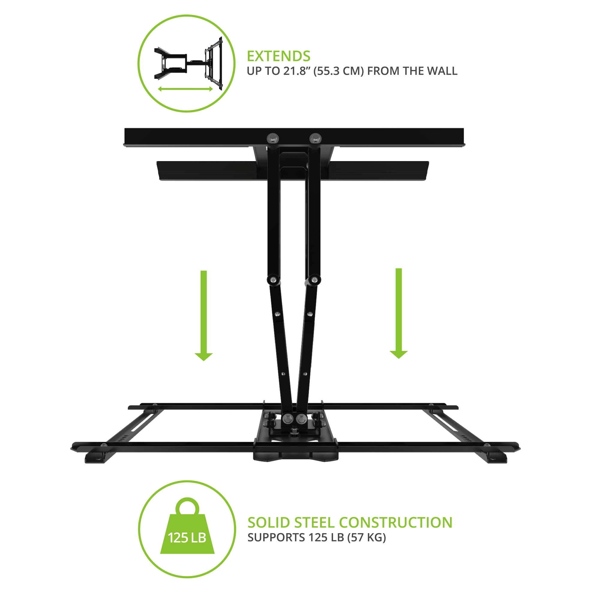 Kanto Pdx650G Outdoor Full Motion Articulating Tv Wall Mount For 37 Inch To 75 Inch Tvs Up To 125 Lb | Galvanized Steel Arms | I