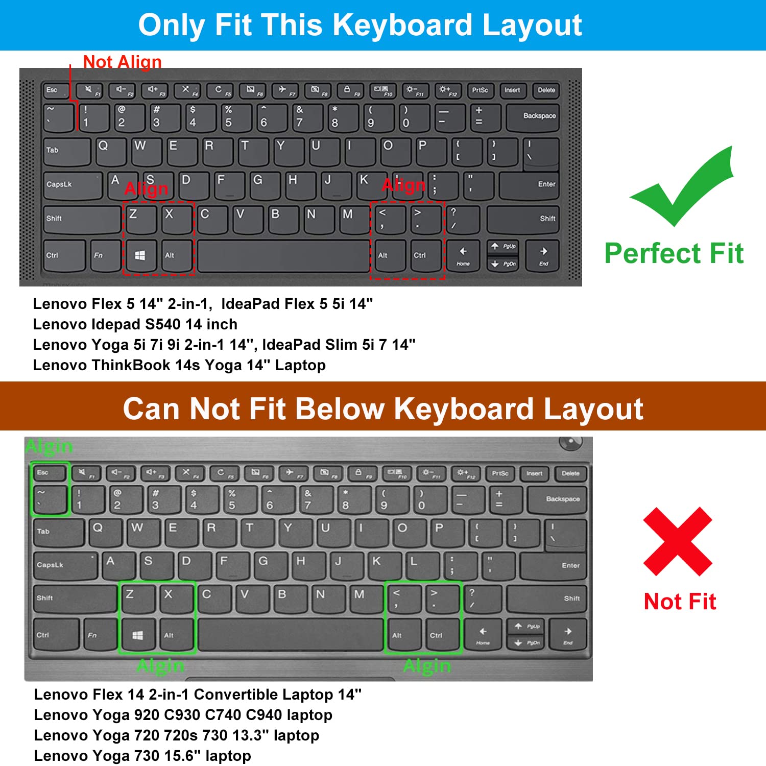 Keyboard Cover Skin For Lenovo Flex 5 5I 14'', Ideapad 5/Ideapad 5I/Ideapad 5 5I Pro 14 Inch, Lenovo Yoga 5I 7I 9I 14, Ideapad S