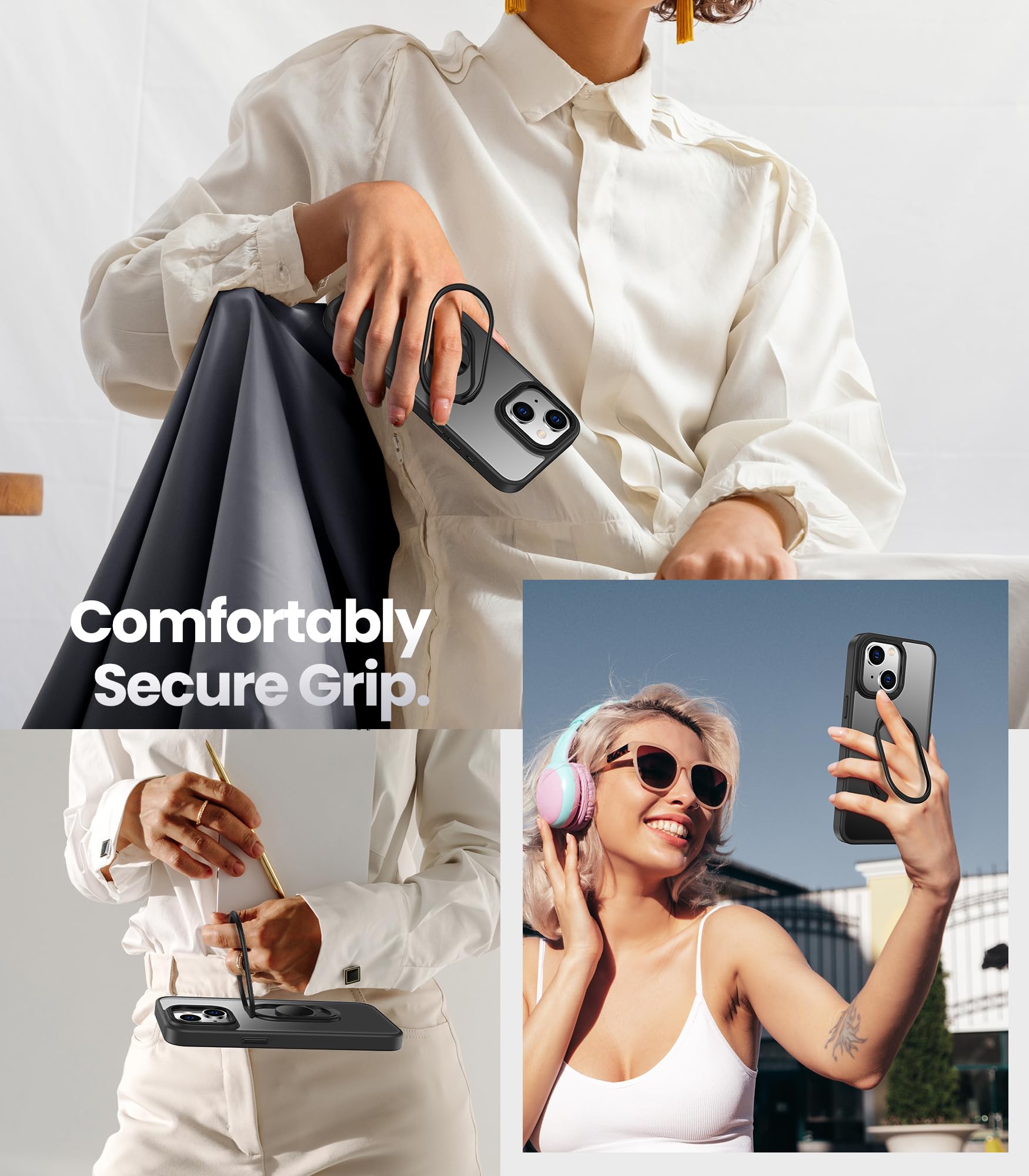 Shields Up For Iphone 15 Plus Case With Stand, Phone Case With Double Ring Holder [Adjustable & Foldable] Protective Translucent