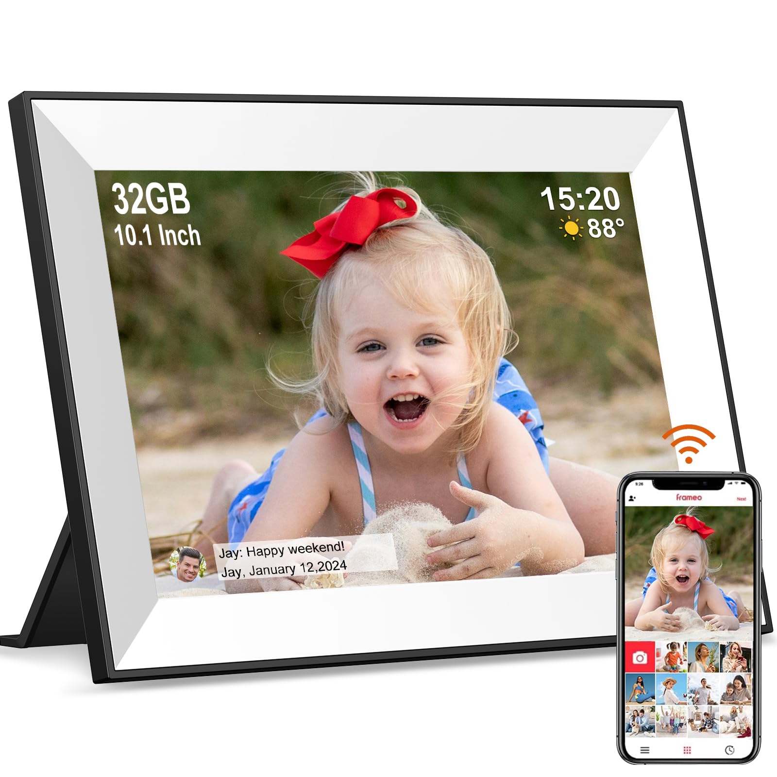 Frameo Digital Picture Frame,Wifi Digital Photo Frame With 10.1 Inch 1280X800 Ips Touch Screen,Easy Load From Phone 32Gb Digital