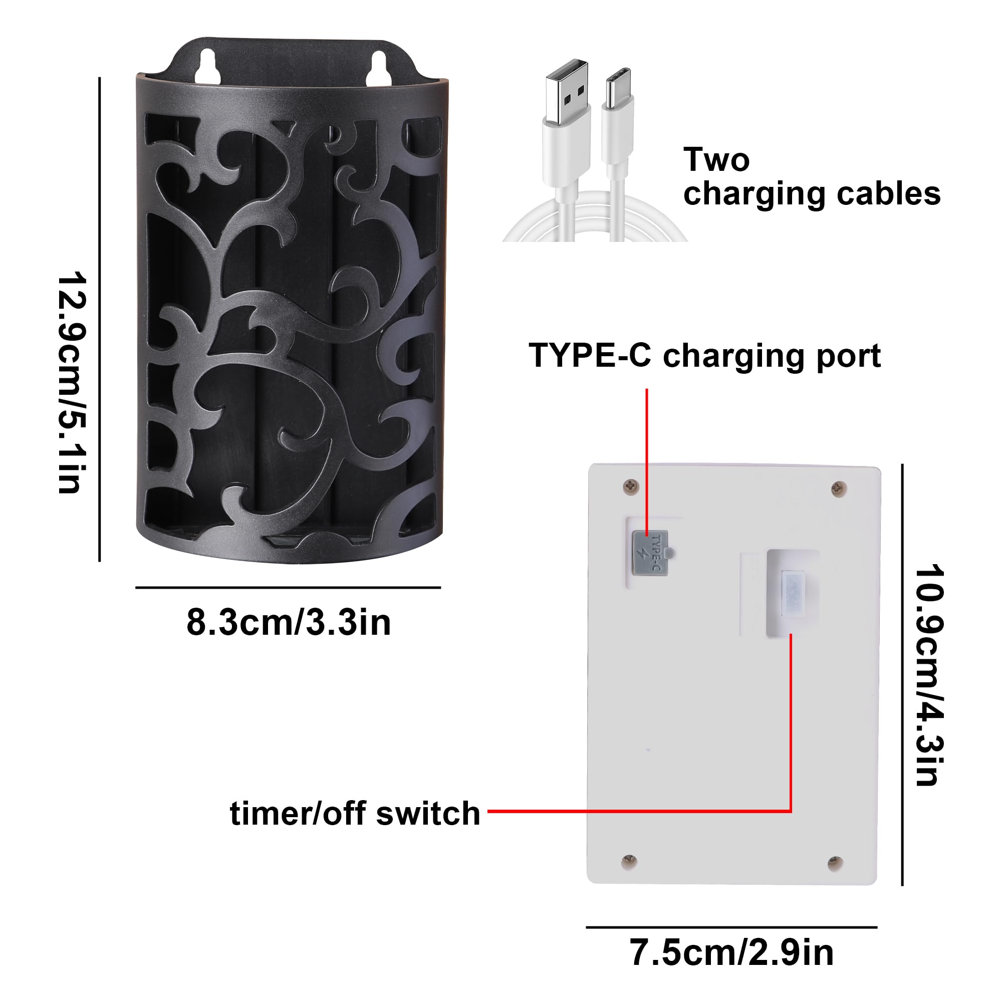 Wralwayslx 3Pack Usb Type C Rechargeable Color Changing Led Pillar Candles With Remote Control, Dia2.5, H3 4'' 5'' For Bedroom,