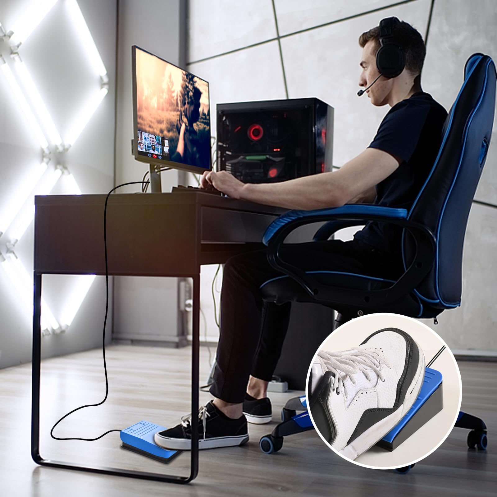 Ikkegol 2023 Upgraded Usb Foot Pedal Switch   Hands Free Control Pc Footswitch Customized Programmable Keyboard Mouse Hotkey For Gaming Transcription Hid