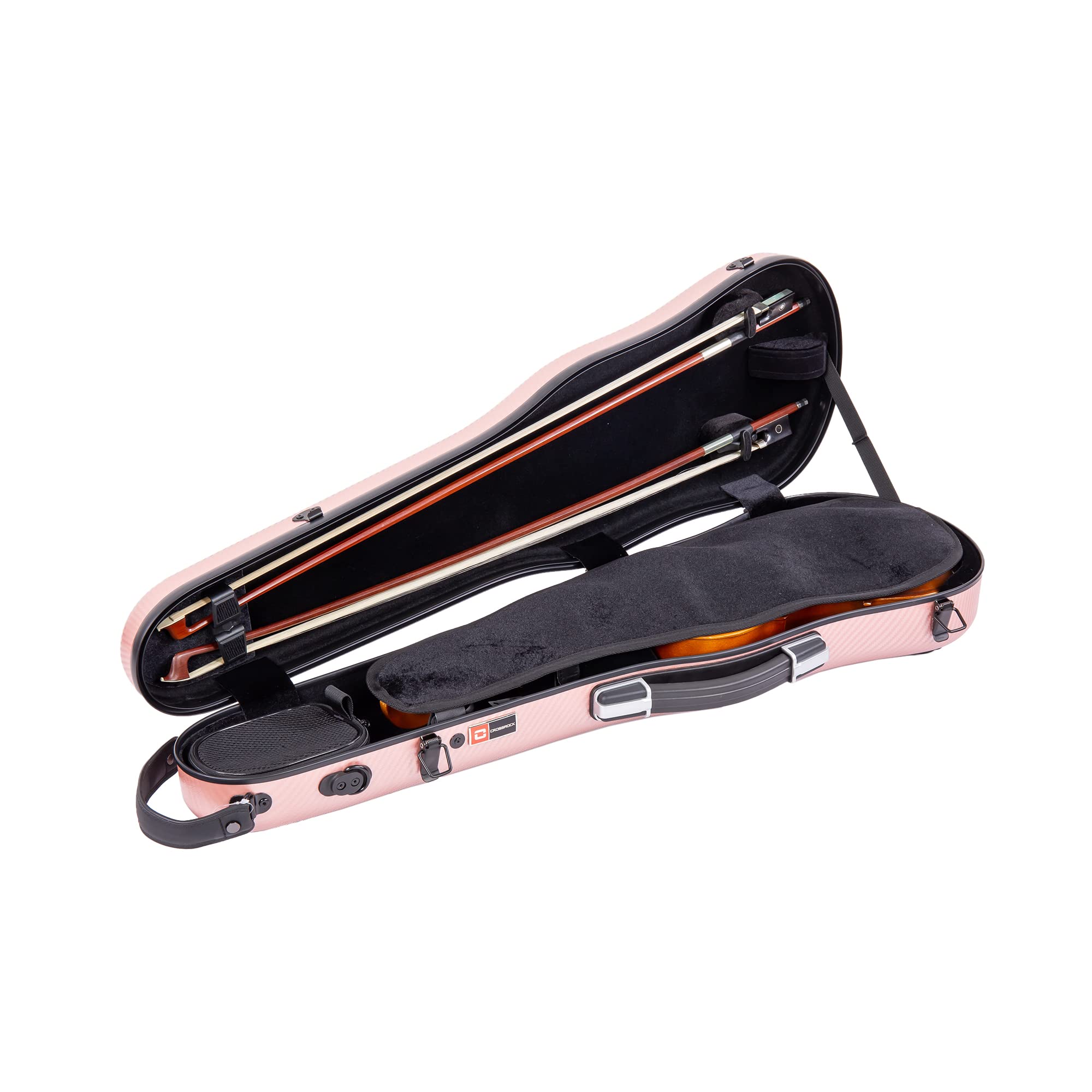 Crossrock Strong and Lightweight Carbon Composite, 4.3lb only, support 330lb pressure in Rose Gold Shaped 4/4 Violin Case (CRF40