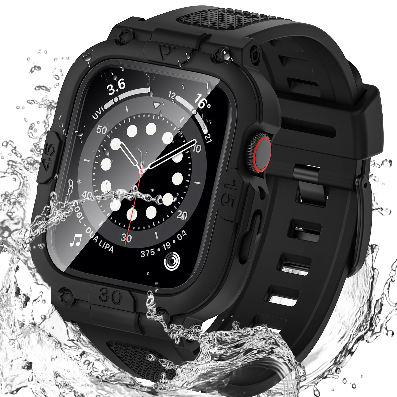Goton 3 In 1 Waterproof Case And Band With Tempered Glass Screen Protector For Apple Watch Series Se2 Se 6 5 4 40Mm, Hard Pc Bum