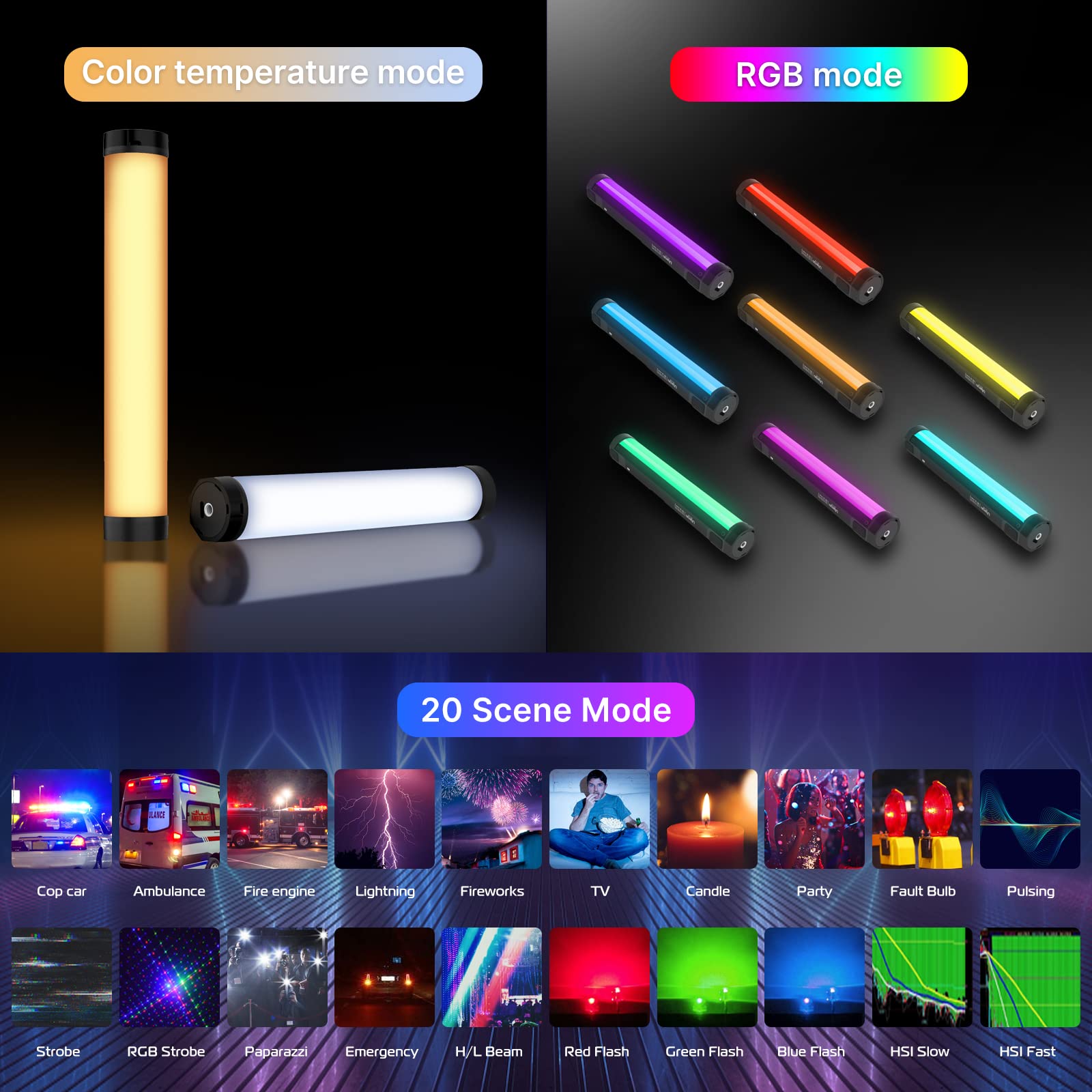 Ulanzi Vl110 Rgb Light Wand, Handheld Light Stick Camera Led Video Tube Light Bar, 2500 9000K Dimmable, 2600Mah Battry Cri 95+ With Magnetic Attraction For Photography Vlog Tik Tok