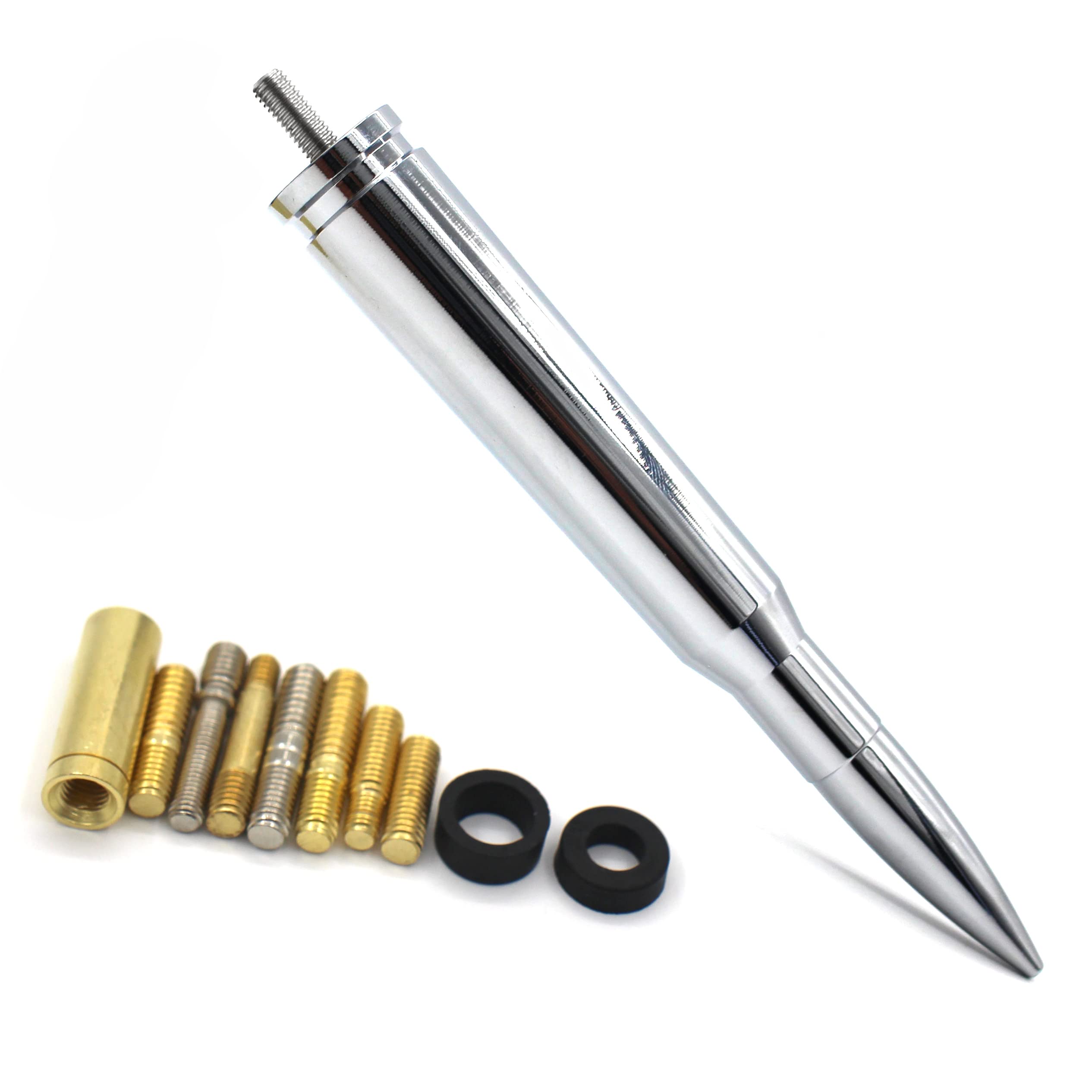 Chrome Stubby Antenna Mast 50 Cal Fit For Car Track Antenna Delete Replacement, Ford F150 F250 F350 Ram 1500 2500 Gmc Denali Chevy Pick Up