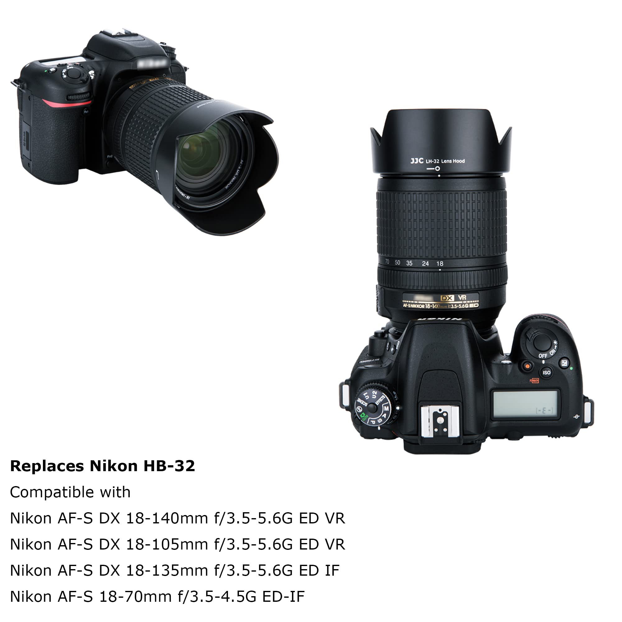 Jjc Reversible Lens Hood Shade For Nikon Af S Dx 18 140Mm F/3.5 5.6G Ed Vr, Af S Dx 18 105Mm F/3.5 5.6G Ed Vr, Af S Dx 18 135Mm