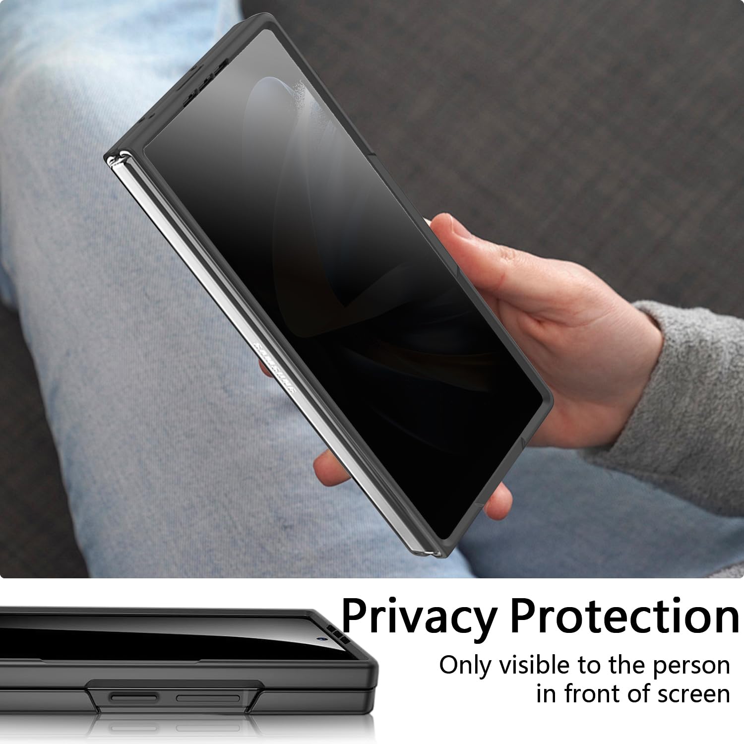 Kekboxq Z Fold 4 Privacy Case,For Galaxy Z Fold 4 Full Body Cover Built-In Anti Peeping Screen Protector,Hard Pc Ultra-Thin Shoc