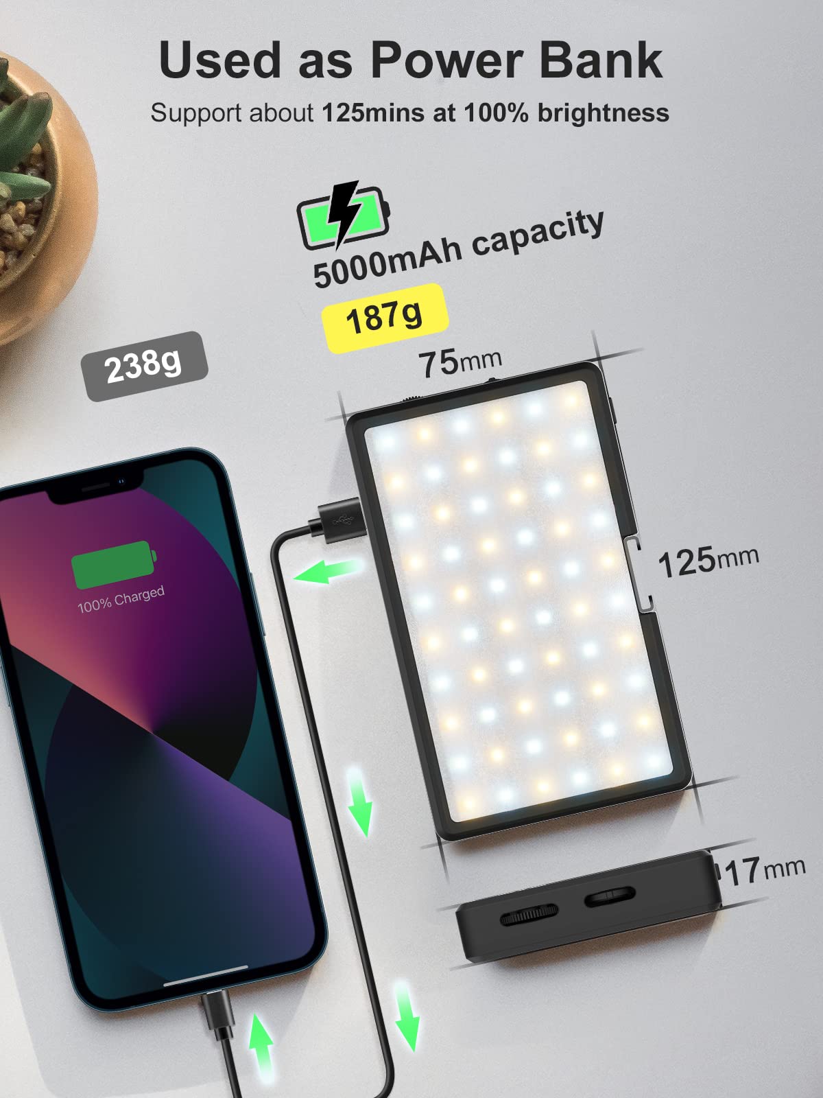 Rgb Led Video Light, Moman Camera Light For Photography, Portable 5000Mah Video Recording Lights With Cold Shoe, Mini Light Cri9