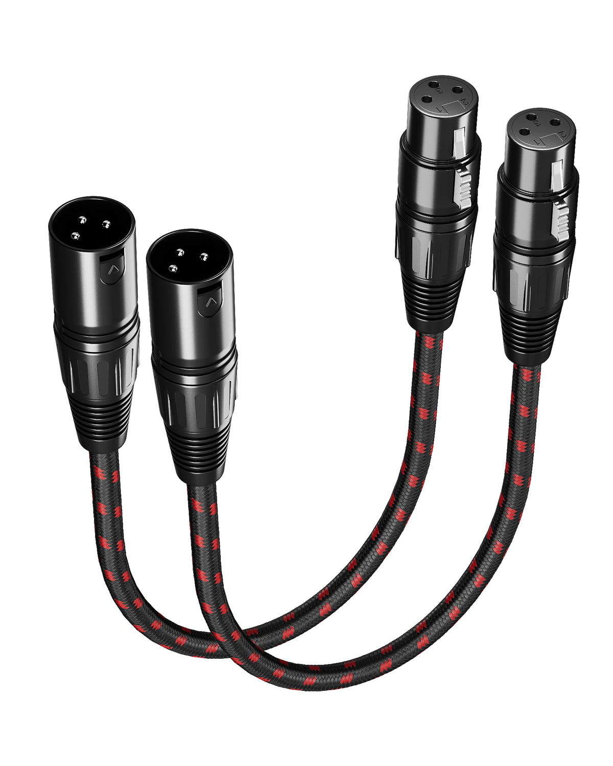Glanics Short Xlr Microphone Cable Braided Balanced Shielded Xlr Cables 1 Ft Feet 2 Pack Male To Female 3 Pin Xlr For Microphone