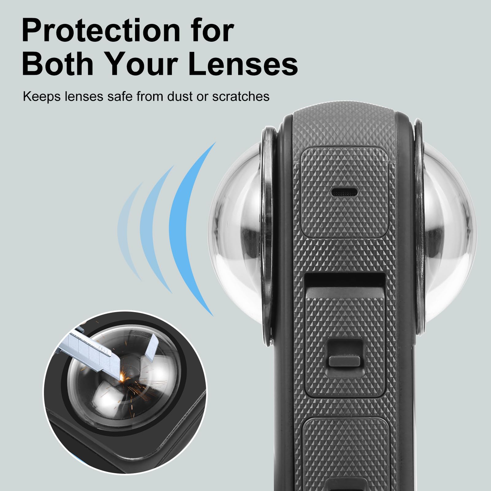 Puluz Compatible For Insta360 X3 Sticky Lens Guards Optical Tempered Glass Protective Cover Cap For Insta 360 X3 Waterproof 360