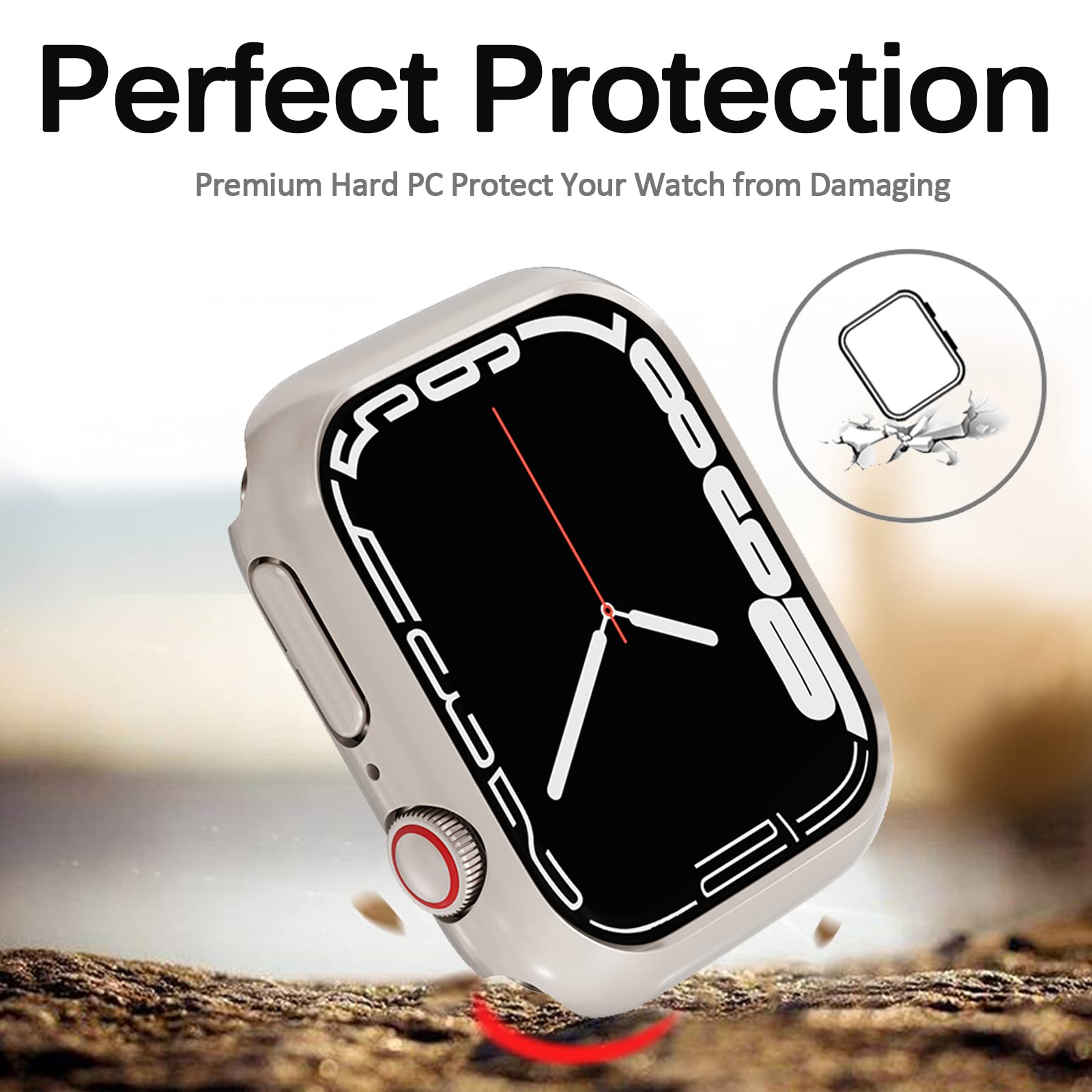 Miimall Compatible Apple Watch Series 8/7 41Mm Case All Around Protective Cover Lightweight Shockproof Hard Pc Protector Frame C