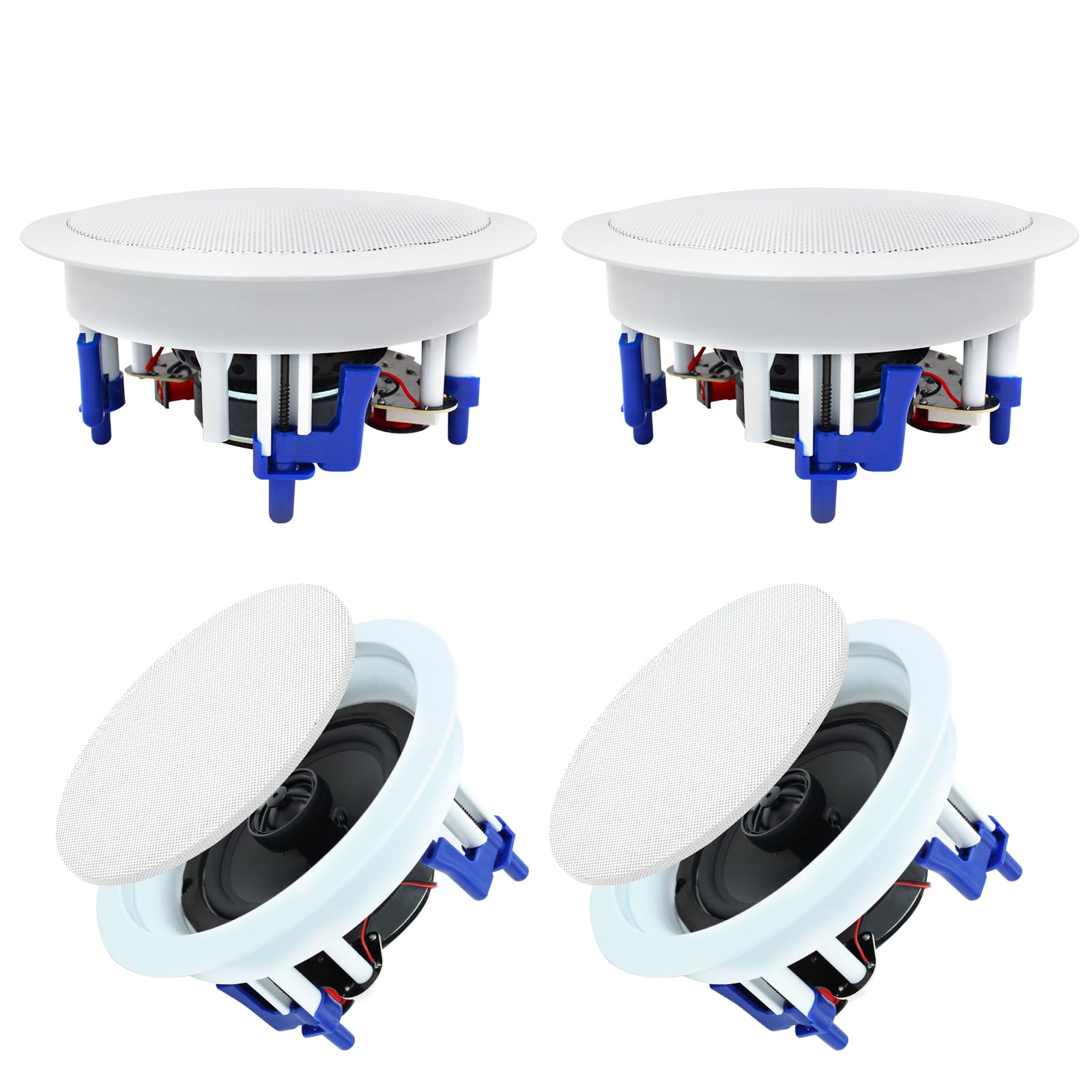 Herdio 5.25    Flush Mount Bluetooth Ceiling Speaker System Max Power 600 Watts Perfect For Humid Indoor Outdoor, Kitchen,Bedroo