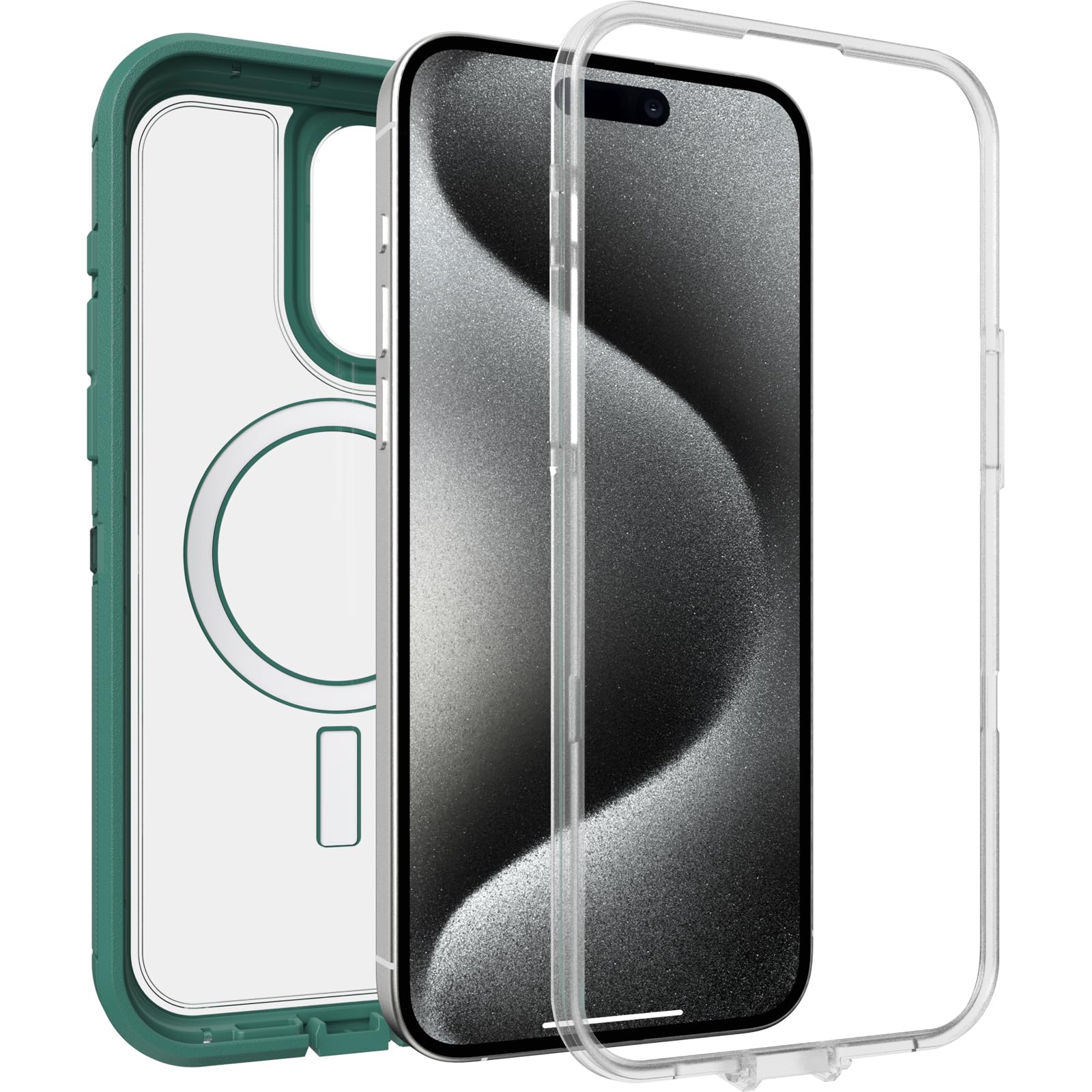 Otterbox Iphone 15 Pro Max (Only) Defender Series Xt Clear Case   Velvet Evergreen (Clear), Screenless, Rugged, Snaps To Magsafe