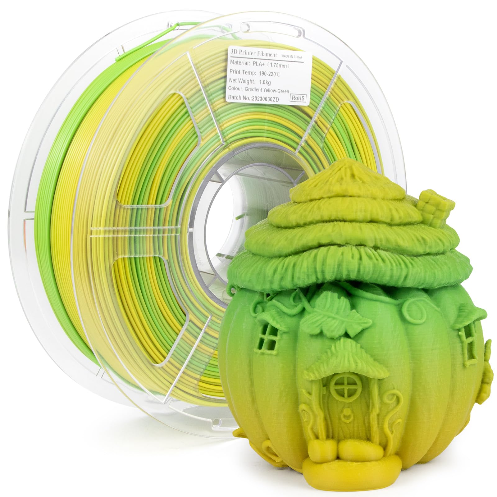Isanmate Pla+ Filament, 3D Printer Filament Matte Gradient Multicolors Filament, Color Change Rainbow Filament, Yellow, Green Fi