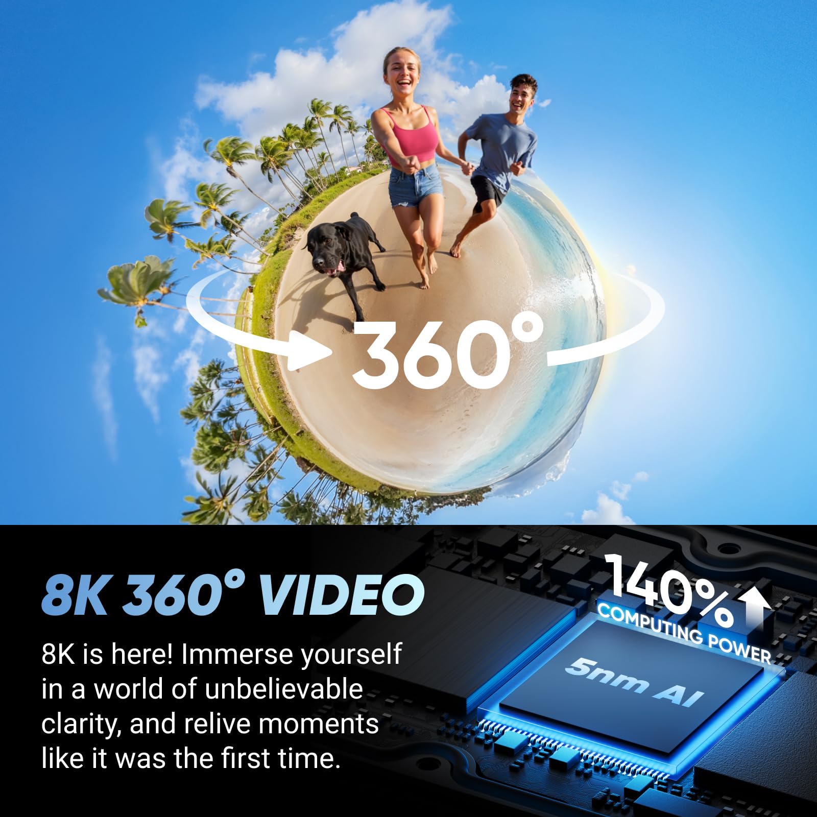Insta360 X4 Action Bundle   Waterproof 8K 360 Action Camera, 4K Wide Angle Video, Invisible Selfie Stick Effect, Removable Lens