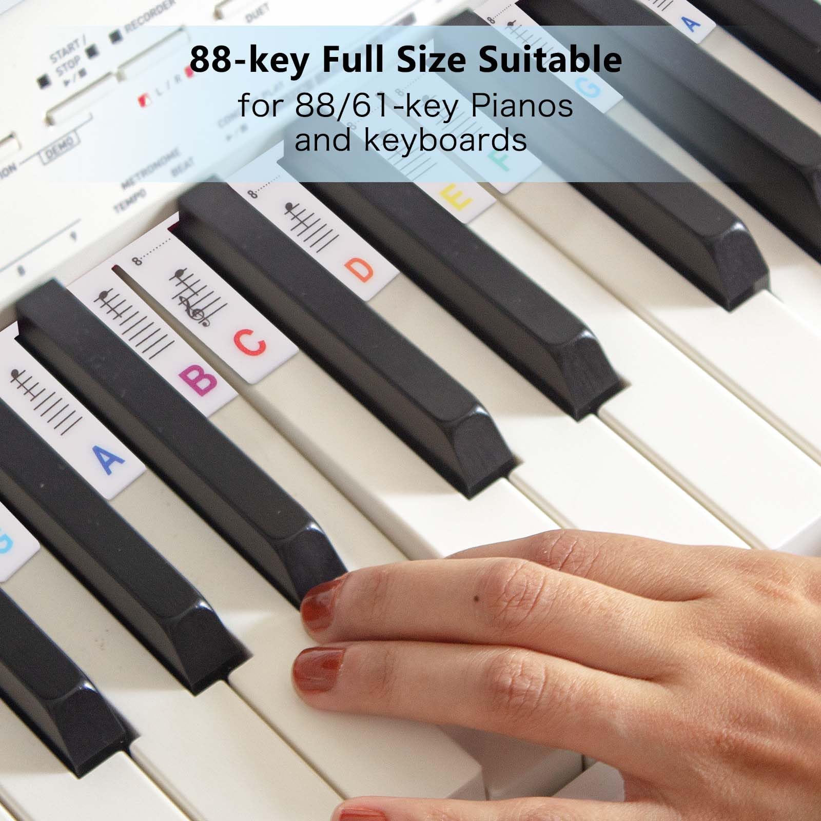 Removable Piano Keyboard Note Labels, Silicone Piano Keyboard Stickers Guide For Beginners, 88 Keys Full Size, No Need Stickers,