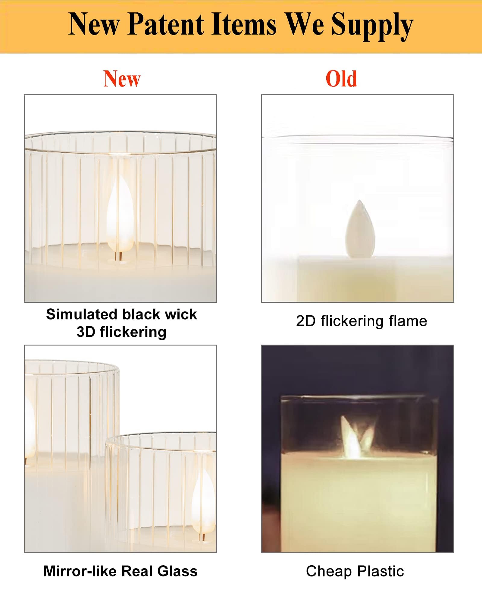 Angelloong Clear Glass Flickering Flameless Candles Battery Operated With Remote Control, Led Pillar Candles With Timer, Romanti