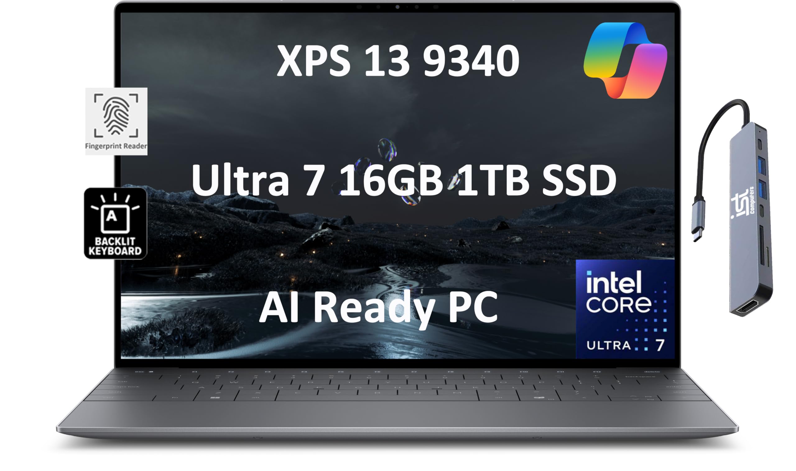 Dell XPS 13 9340 Business Laptop (13.4 FHD+, Intel Core Ultra 7 155H, 16GB RAM, 1TB SSD), AI PC, 18-Hr Long Battery Life, 1080p 