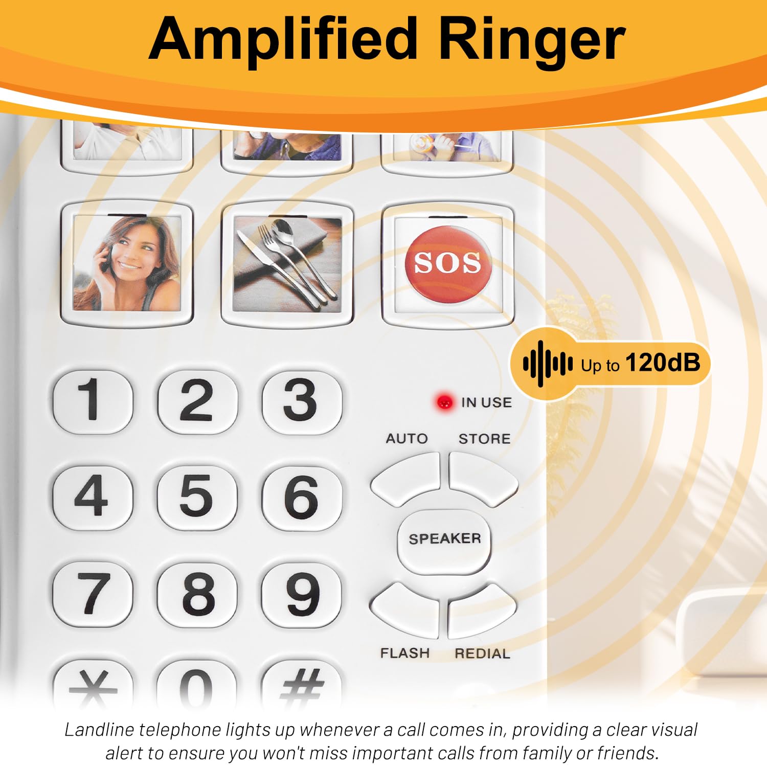 Uvital Big Button Phone For Seniors, Corded Landline Phone With 9 One-Touch Dialing Big Buttons, Hands-Free Calling, Loud Ringer