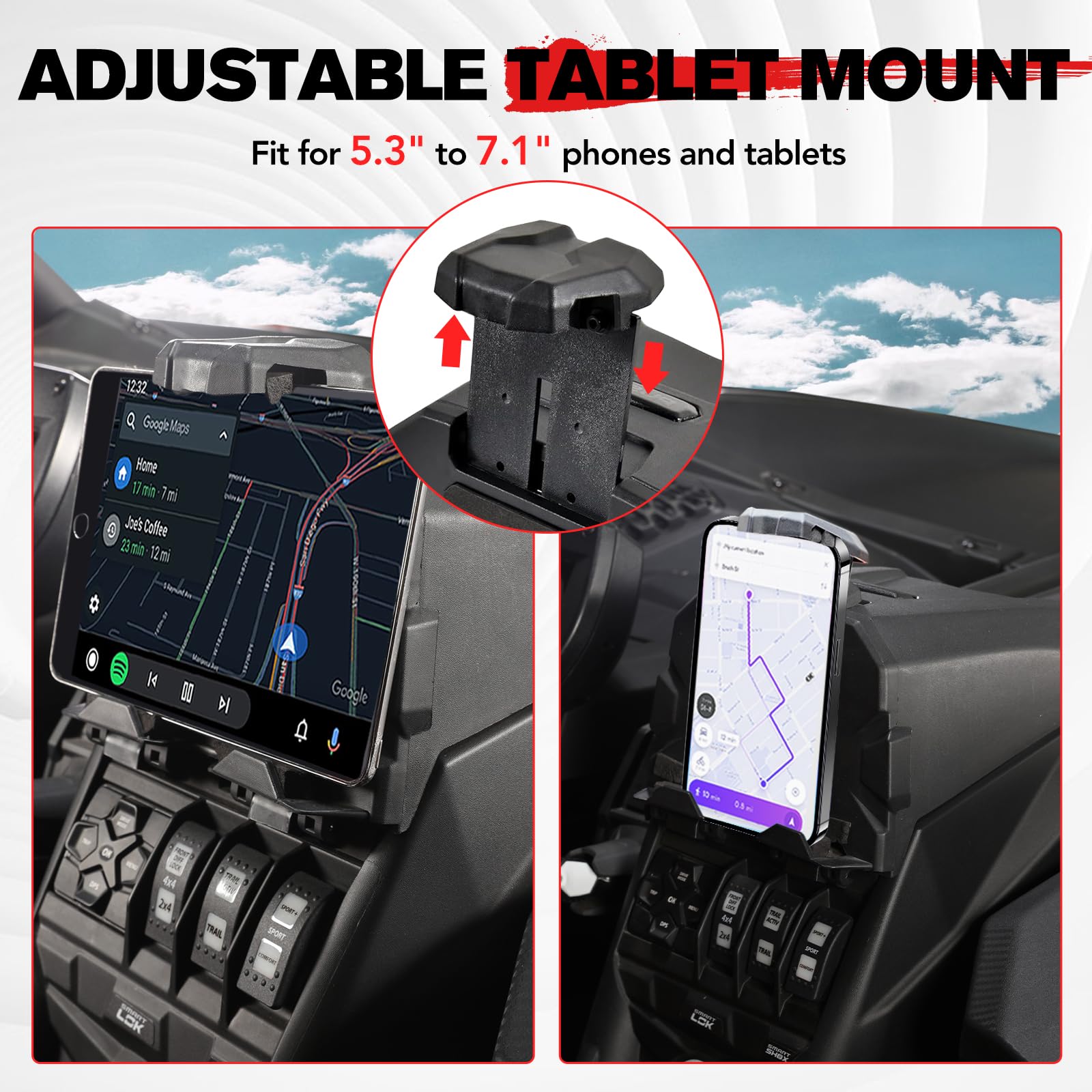 A & Utv Pro X3 Electronic Device Tablet Holder, Phone Ipad Gps Holder Compatible With 2017 2024 Can Am Maverick X3 Storage Box A