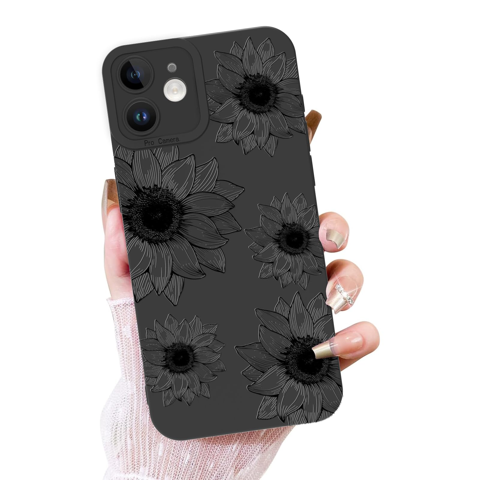 Ook Floral Case For Iphone 12 Case, Cute Sunflower Floral Blooms Design Soft Tpu Shockproof Protective For Women Girls Phone Cov