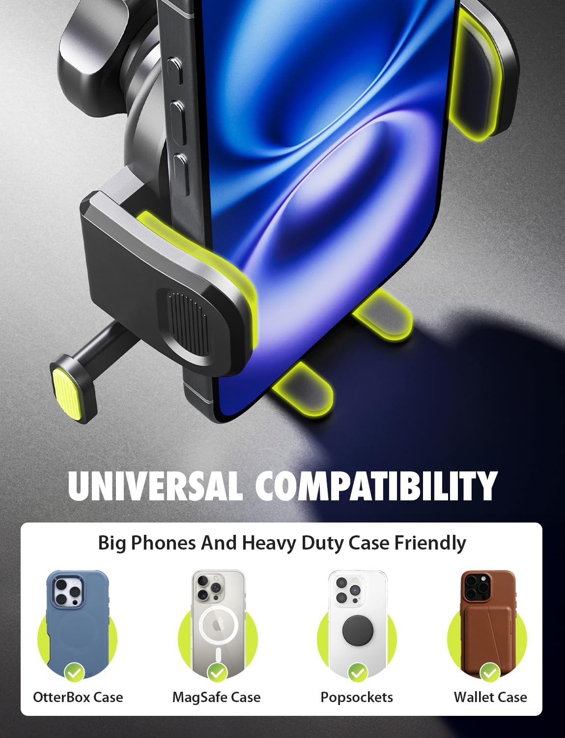 Bracketron Oneclick Dashboard Cell Phone Holder For Your Car,Universal Car Phone Mount With Suction Cup,360 Rotation Dash Mount