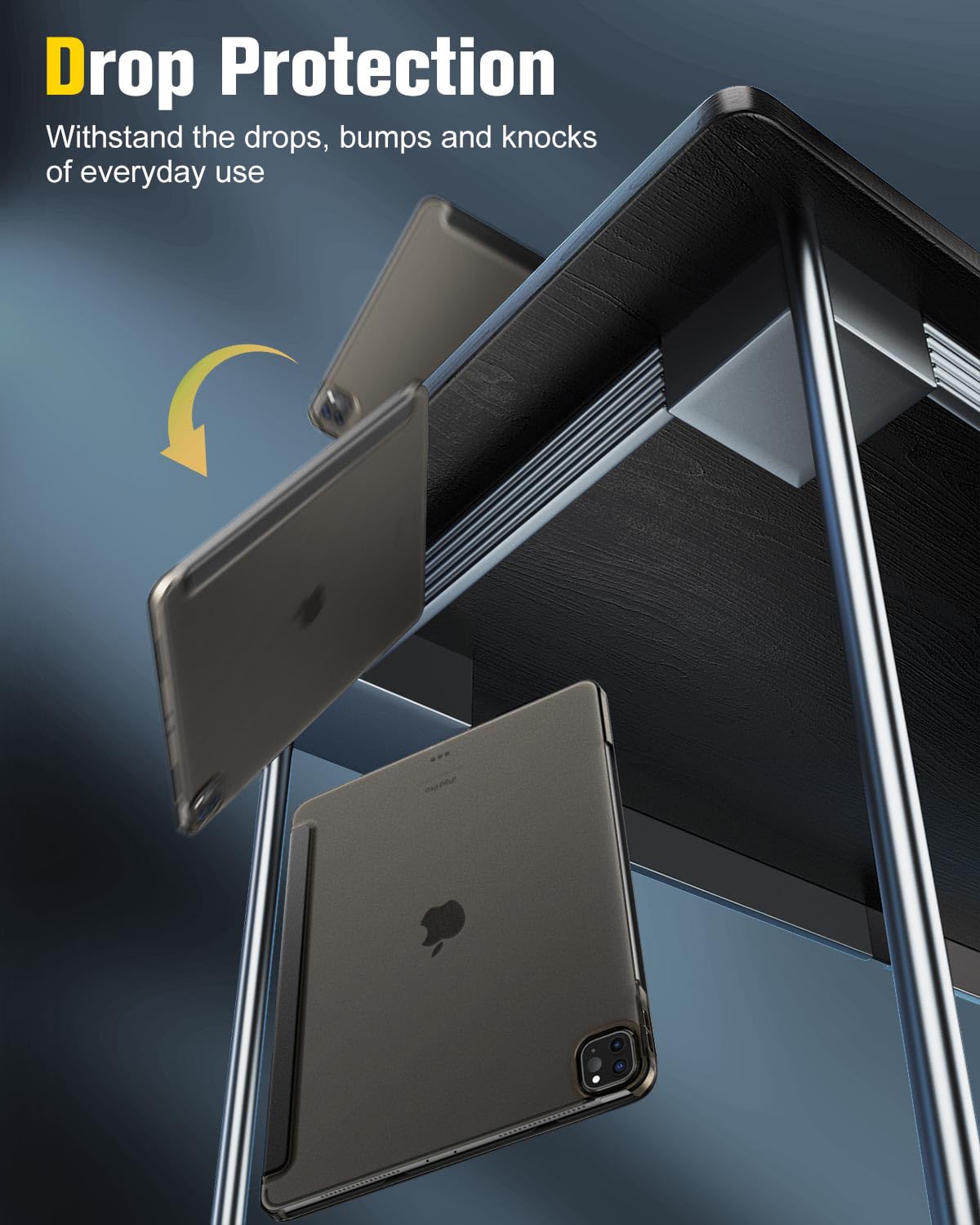 MoKo for iPad Air 13 Inch M2 Case 2024/ iPad Pro 12.9 Case (6th/5th Gen 2022/2021), Slim Smart Shell Translucent Frosted Hard PC Back Cover, Support Touch ID & Pencil Pro/2nd/USB C, Space Black