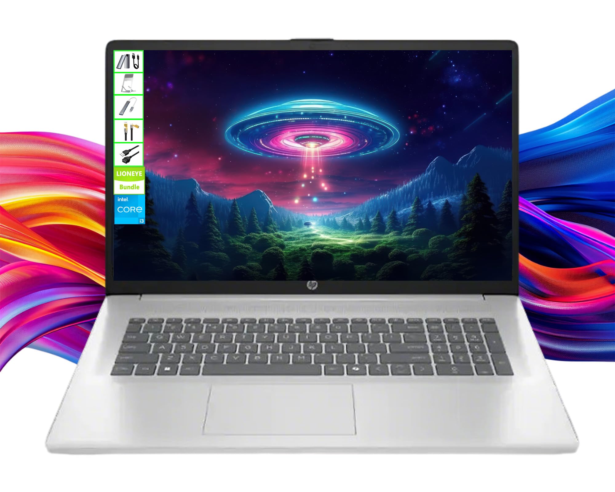 HP 17.3 HD+ Display 2025 Upgraded Laptop Computer | 13th Gen Intel 8-Core i3 Processor | 32GB RAM | 1TB SSD + 128GB Portable SSD