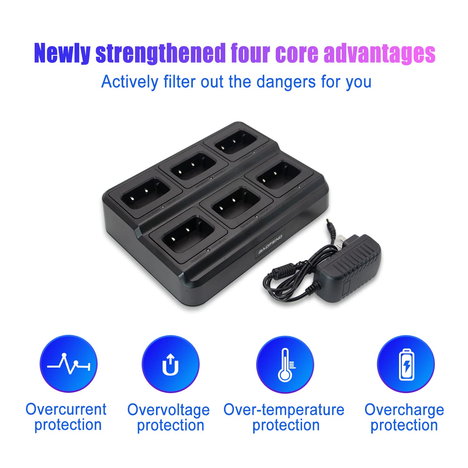 Greaval Gv 8S Long Range Walkie Talkies With Six Way Multi Unit Charger For Adults, 6 Pack Rechargeable Walkie Talkies With 12 Li Ion Batteries, Two Way Radio With Earpieces And Mic