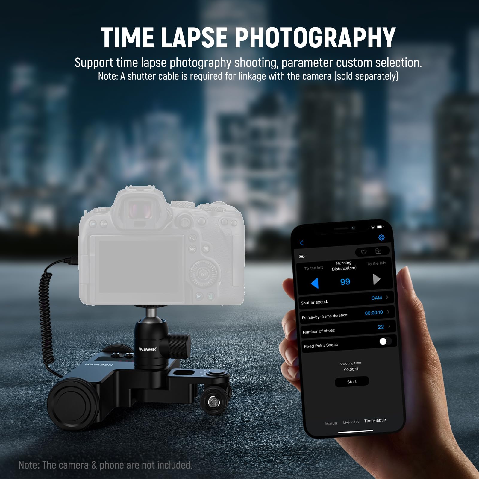 Neewer Upgraded Motorized Camera Dolly With App Control, Ultra Silent Motor, Compatible With Gopro Hero 12 Iphone 15 Pro Max Sam