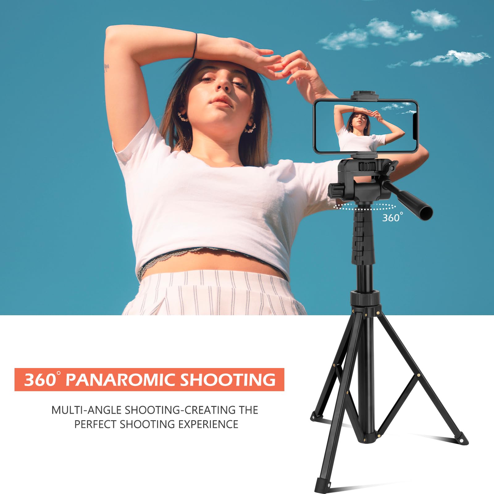 Aureday 67' Phone Tripod&Camera Stand, Selfie Stick Tripod With Remote And Phone Holder, Perfect For Selfies/Video Recording/Vlogging/Live Streaming