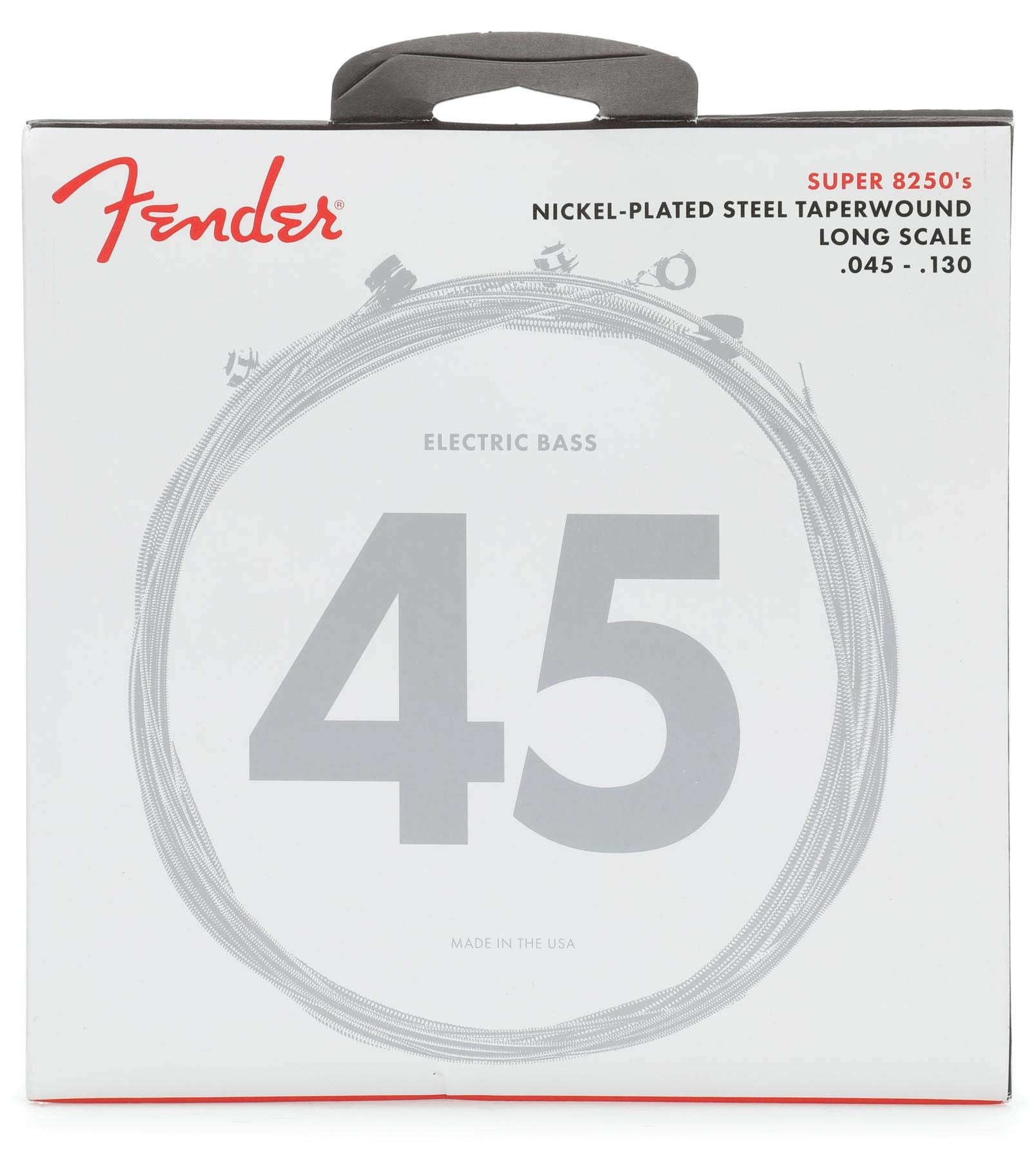Fender 8250 Bass Strings, Nickel Plated Steel Taperwound, Long Scale, 8250-5M .045-.130