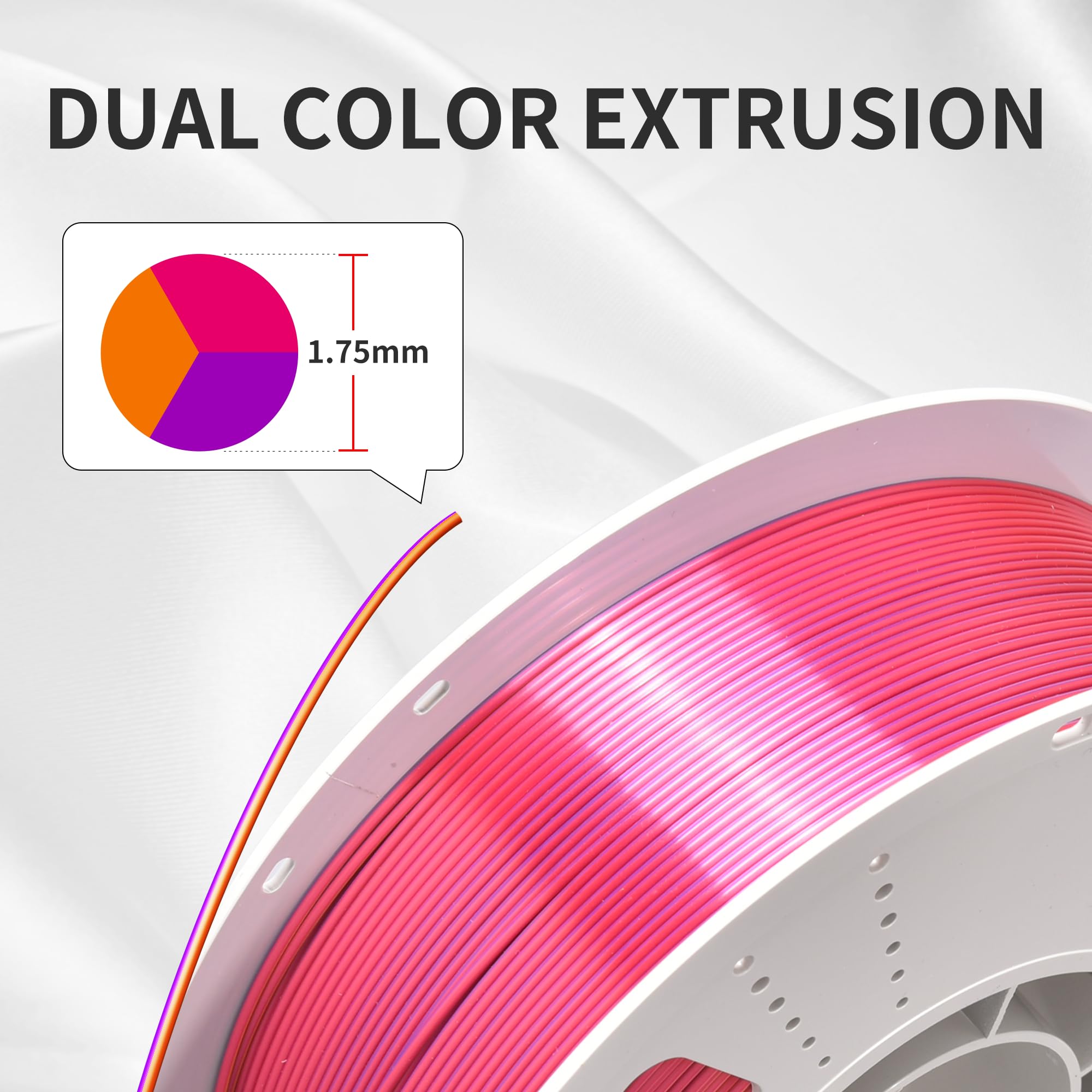 Pinball Silk Pla Tri Color Filament 1.75Mm 3D Printer Filament Coextrusion Red Gold Purple Tri-Colors Metal-Like Shiny Silk Pla